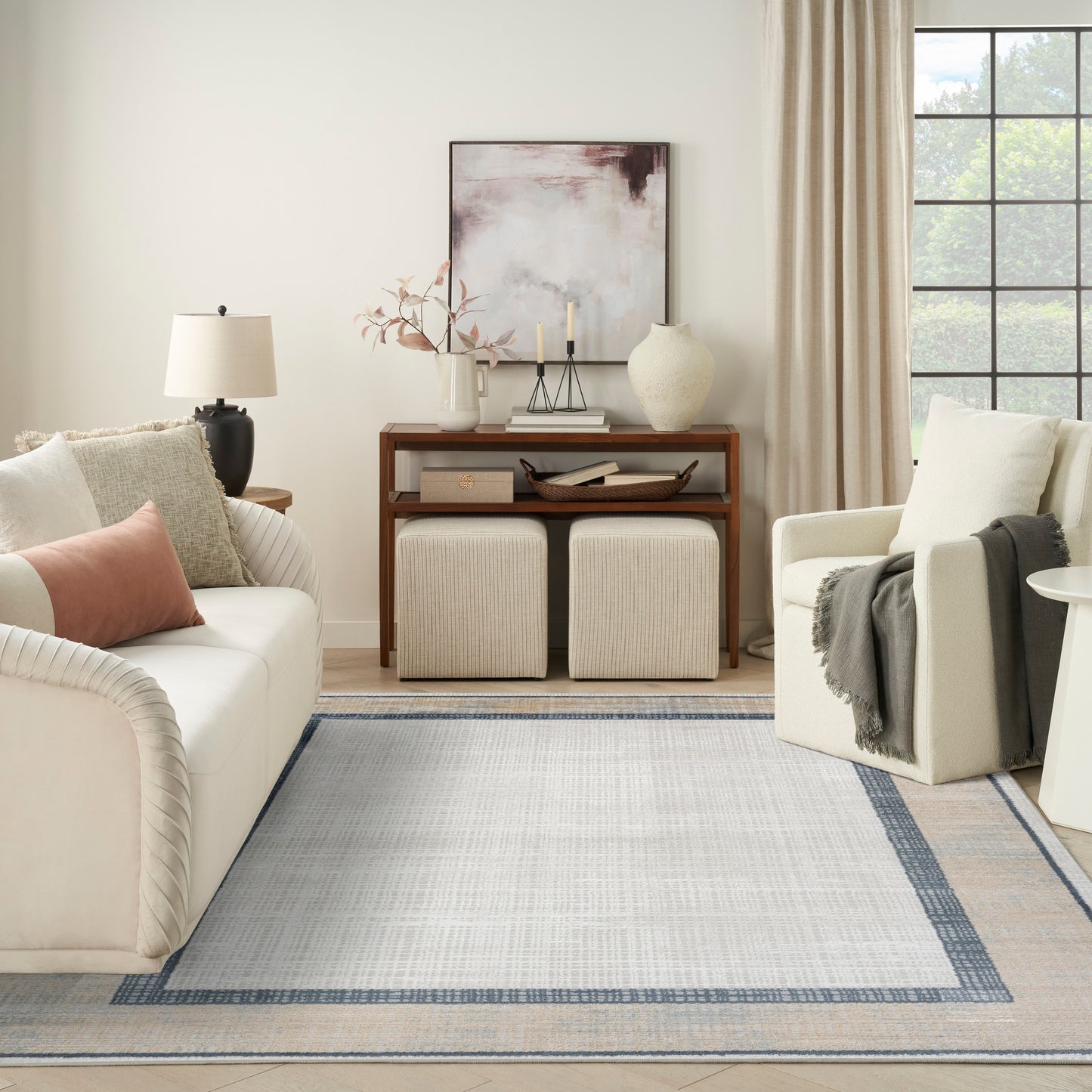 Nourison Dekor 7'10" x 9'10" Grey Navy Modern Indoor Rug
