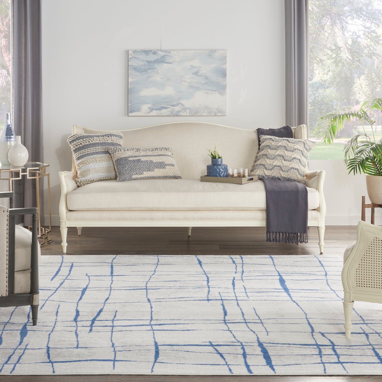 Nourison Whimsicle 8' x 10' Ivory Blue Modern Indoor Rug