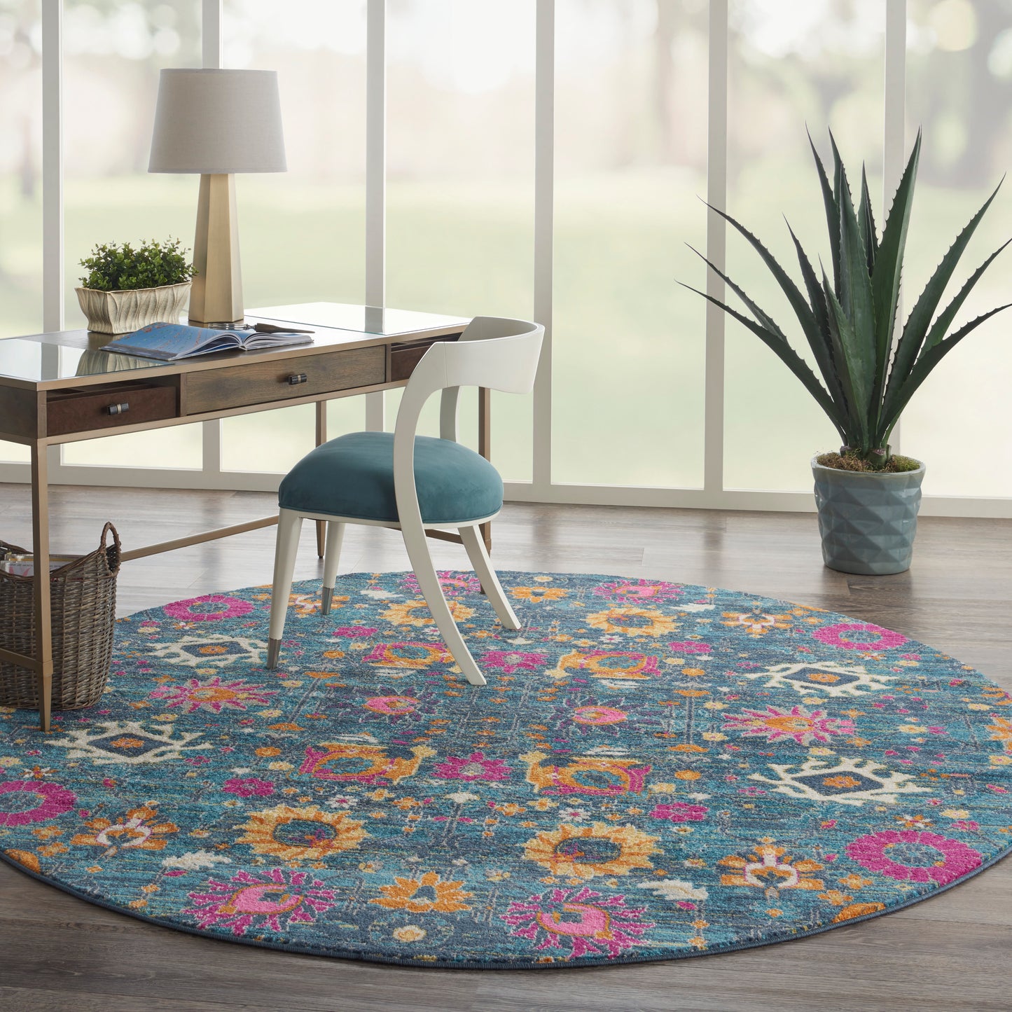Nourison Passion 8' x Round Denim Bohemian Indoor Rug