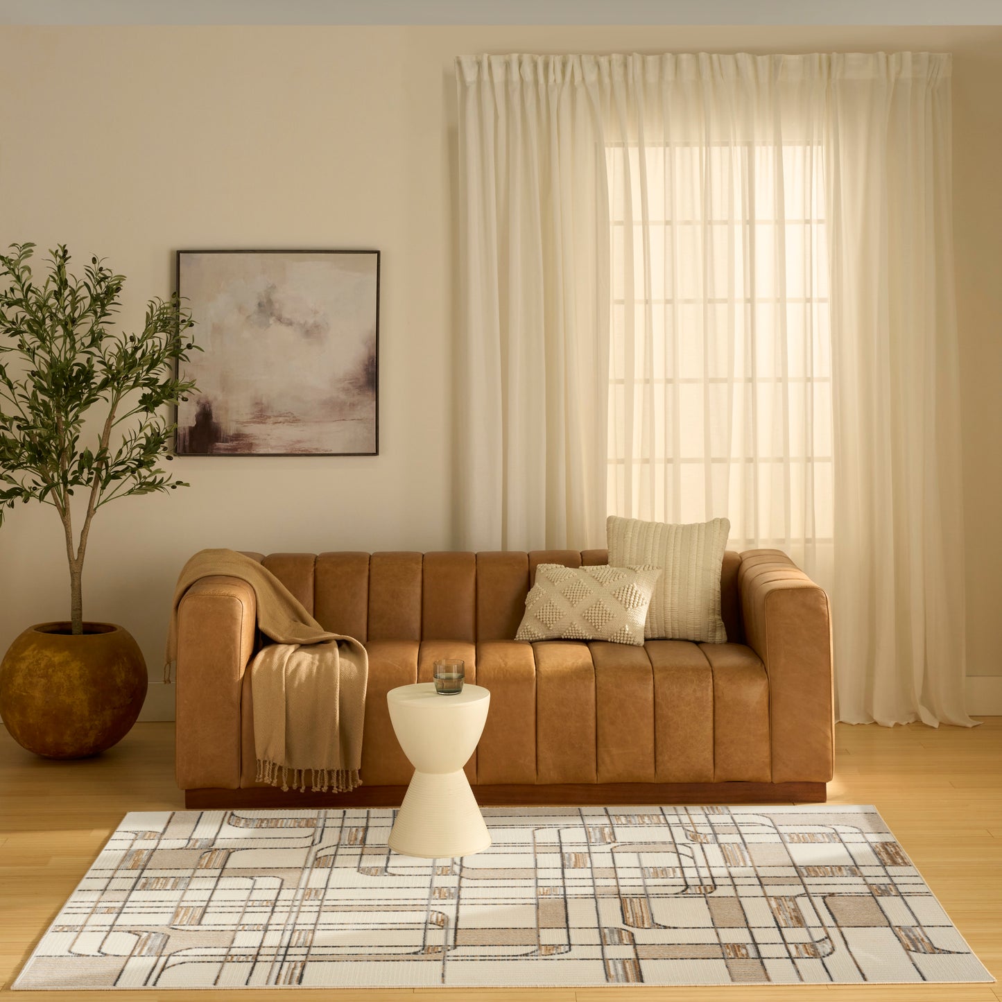Nourison Nordic 4' x 6' Ivory Multicolor Mid-Century Modern Indoor Rug