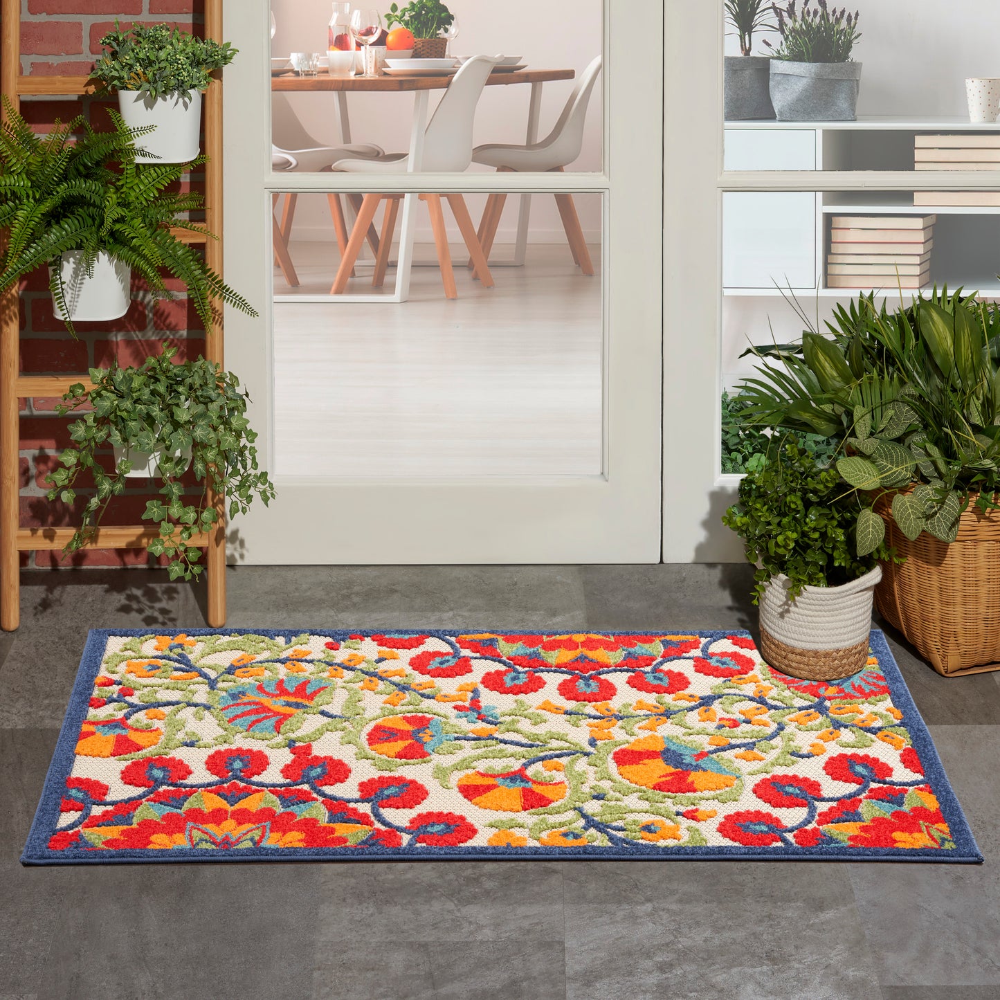 Nourison Aloha 3' x 5' Red Multicolor Transitional Rug