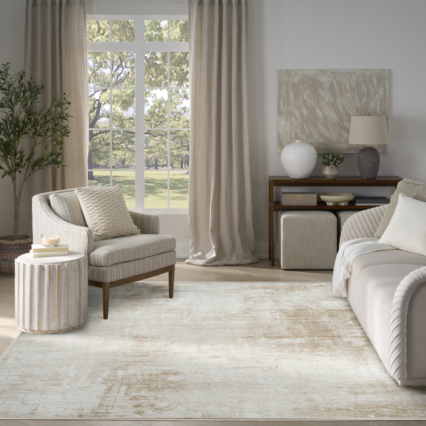 Nourison Dekor 7'10" x 9'10" Ivory Beige Modern Indoor Rug