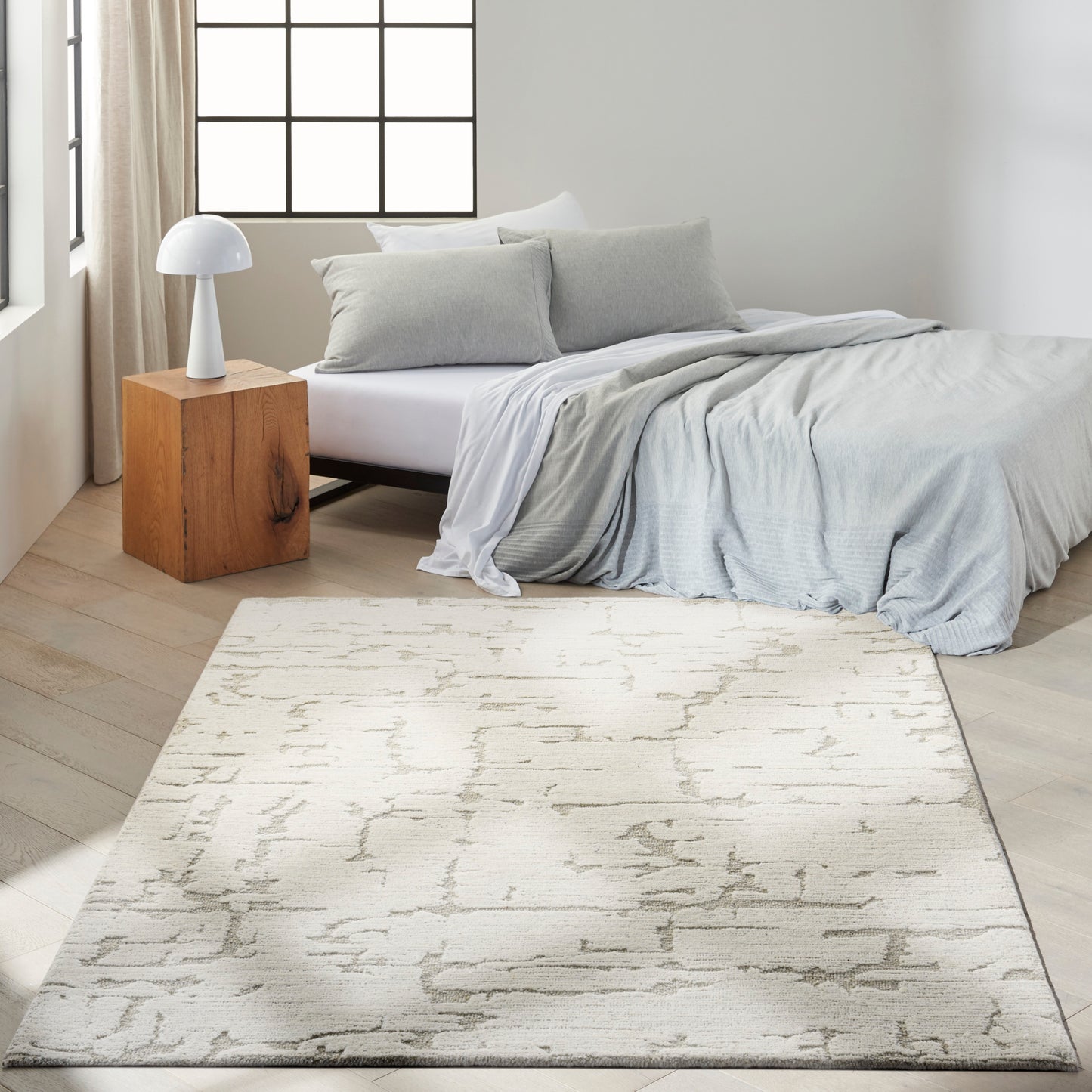 Calvin Klein CK009 Sculptural 5'3" x 7'3" Ivory Modern Indoor Rug