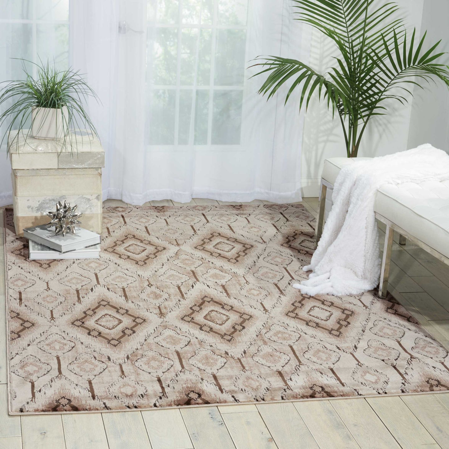 Nourison Karma 9'3" x 12'9" Beige Vintage Indoor Rug
