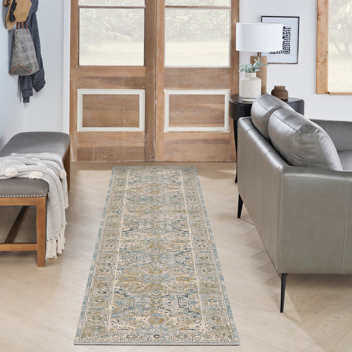 Nourison Lynx 2'3" x 10' Light Blue Vintage Indoor Rug
