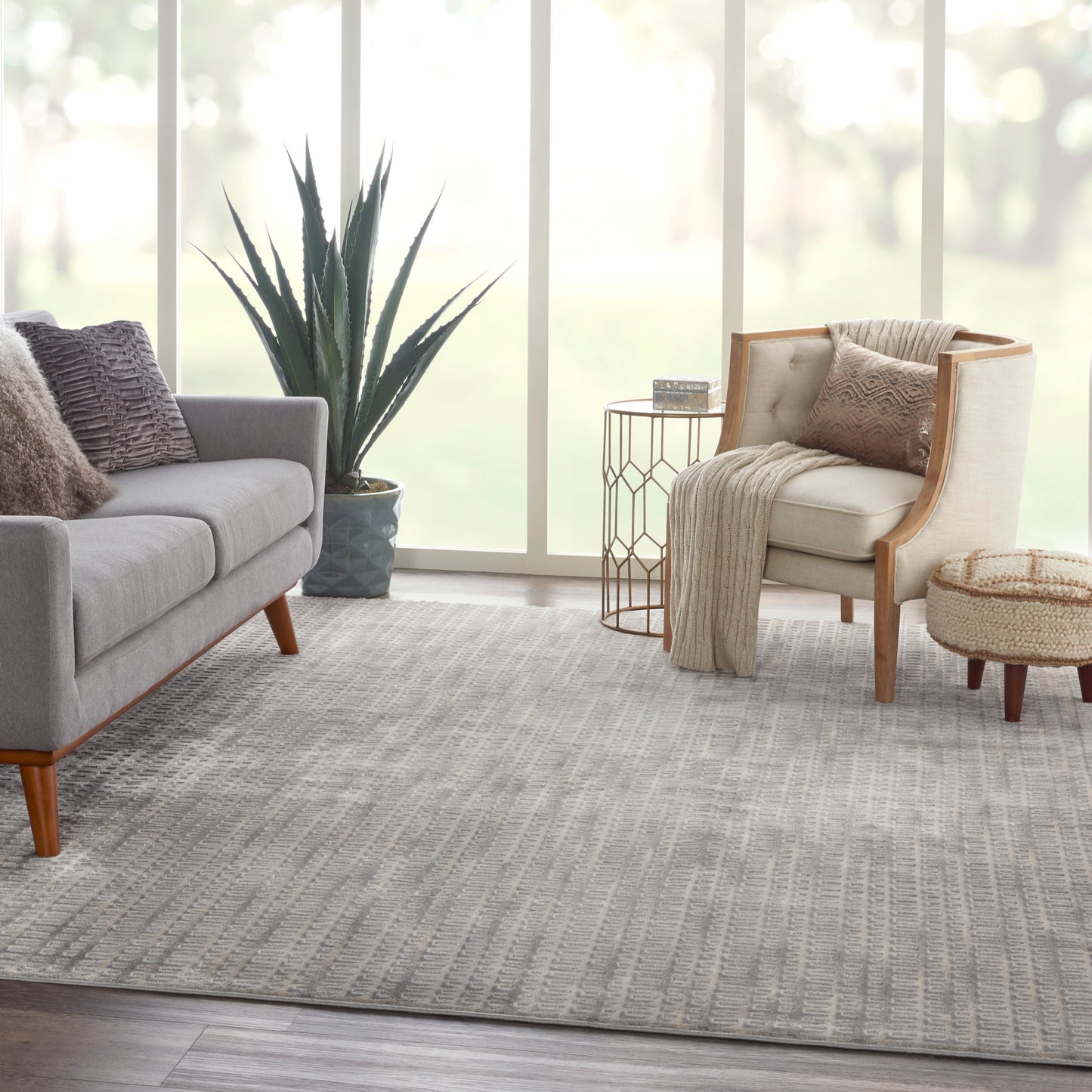 Nourison Solace 8' x 10' Grey Beige Contemporary Indoor Rug