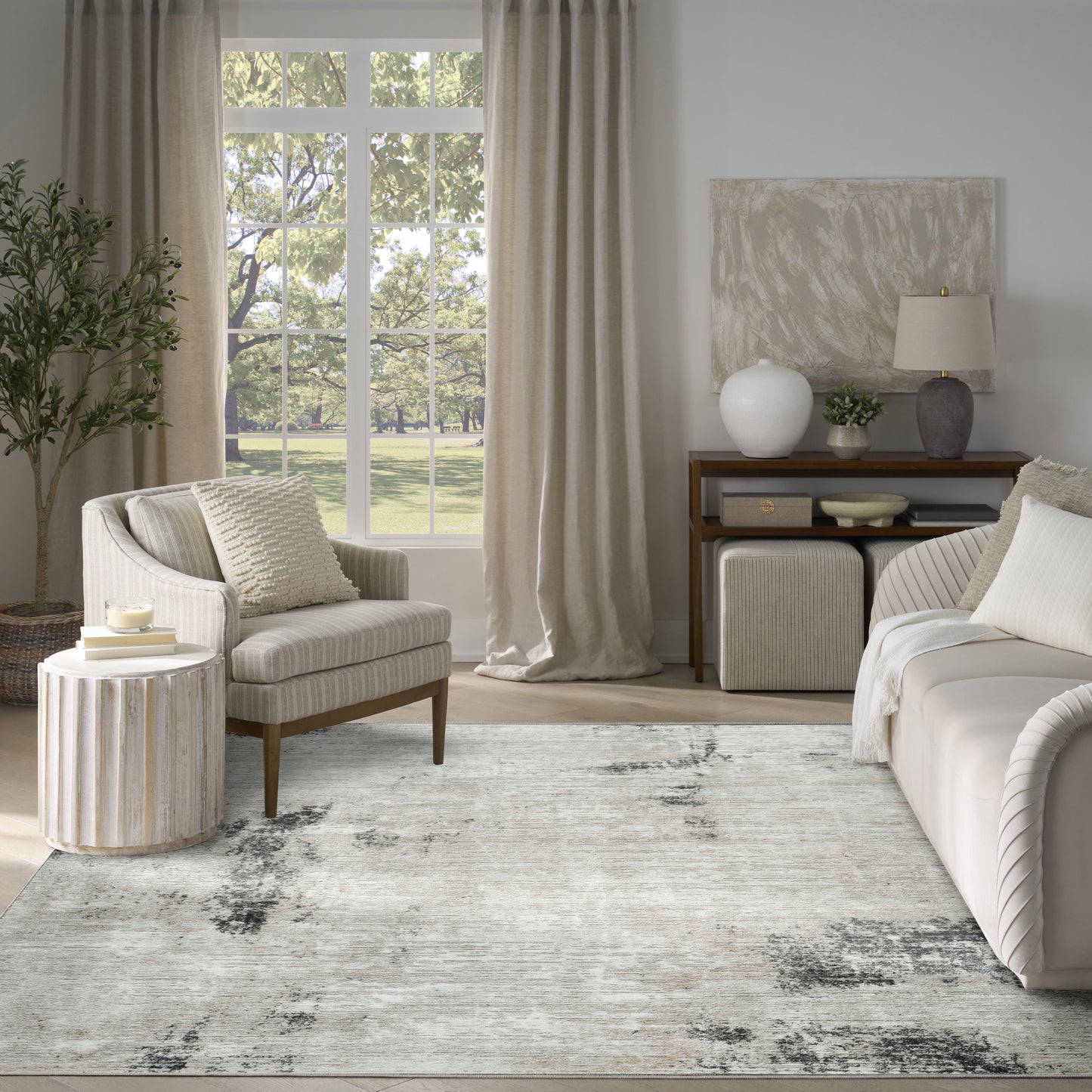 Nourison Dekor 7'10" x 9'10" Grey Charcoal Modern Indoor Rug