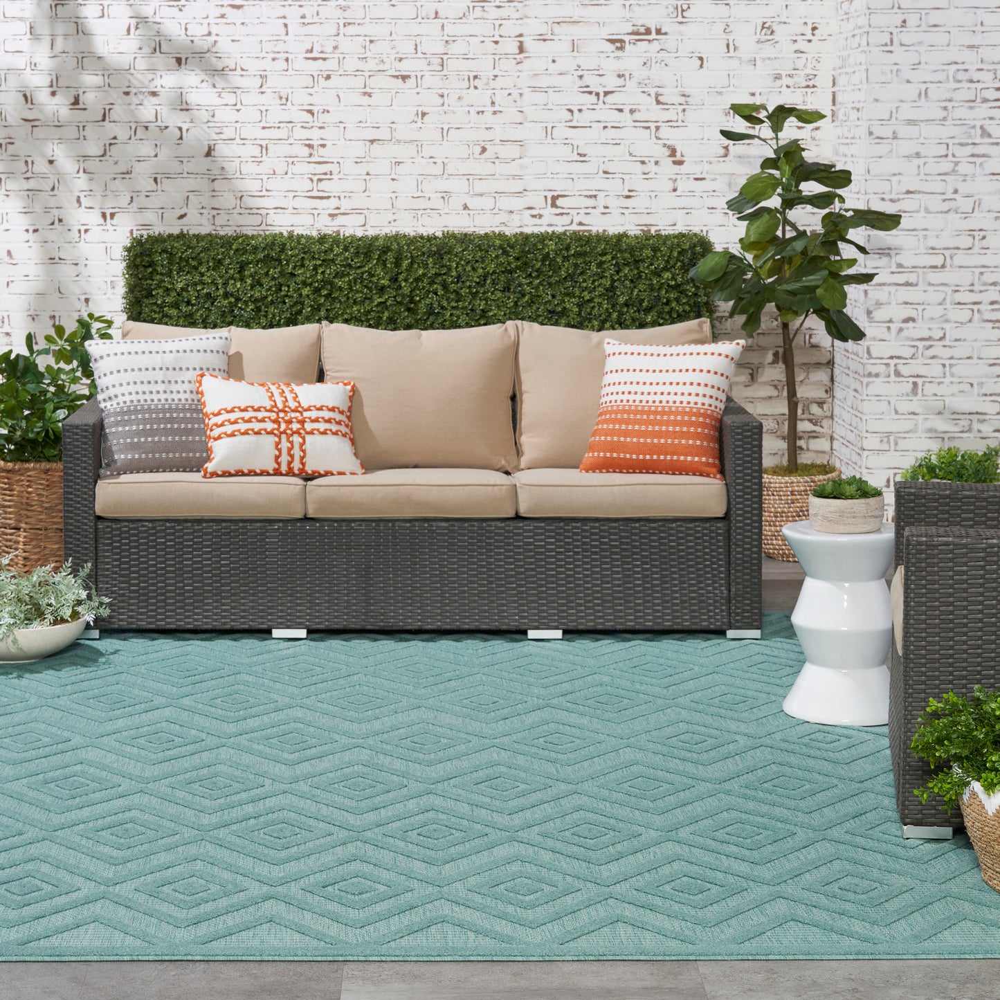 Nourison Versatile 9' x 12' Aqua Teal Modern Rug