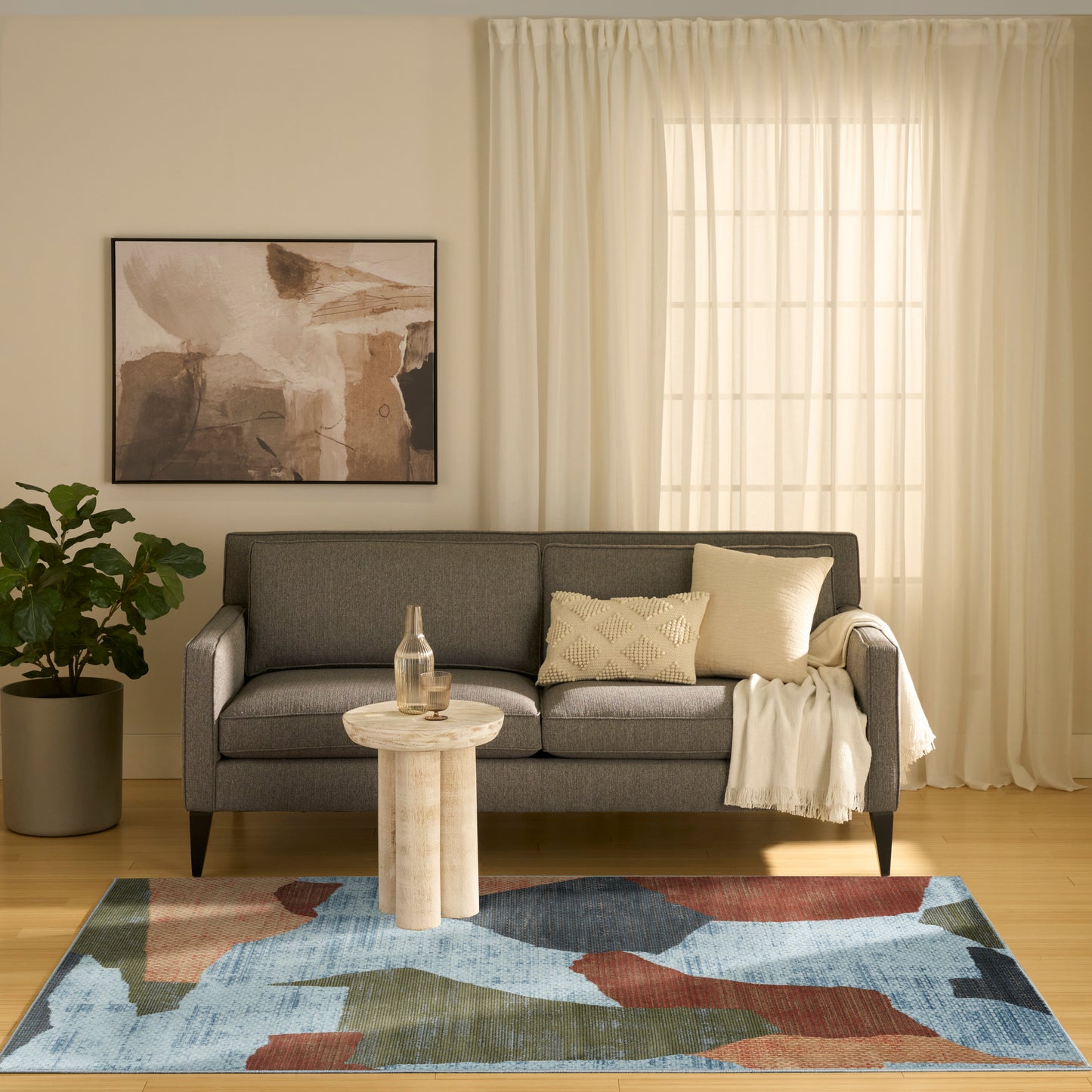 Nourison Nordic 4' x 6' Blue Multicolor Modern Indoor Rug
