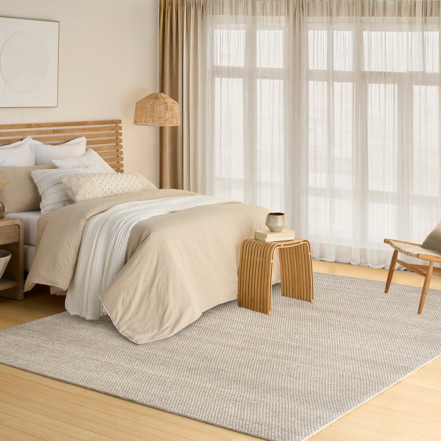 DKNY Pure Rows 8' x 10' Ivory Grey Farmhouse Indoor Rug