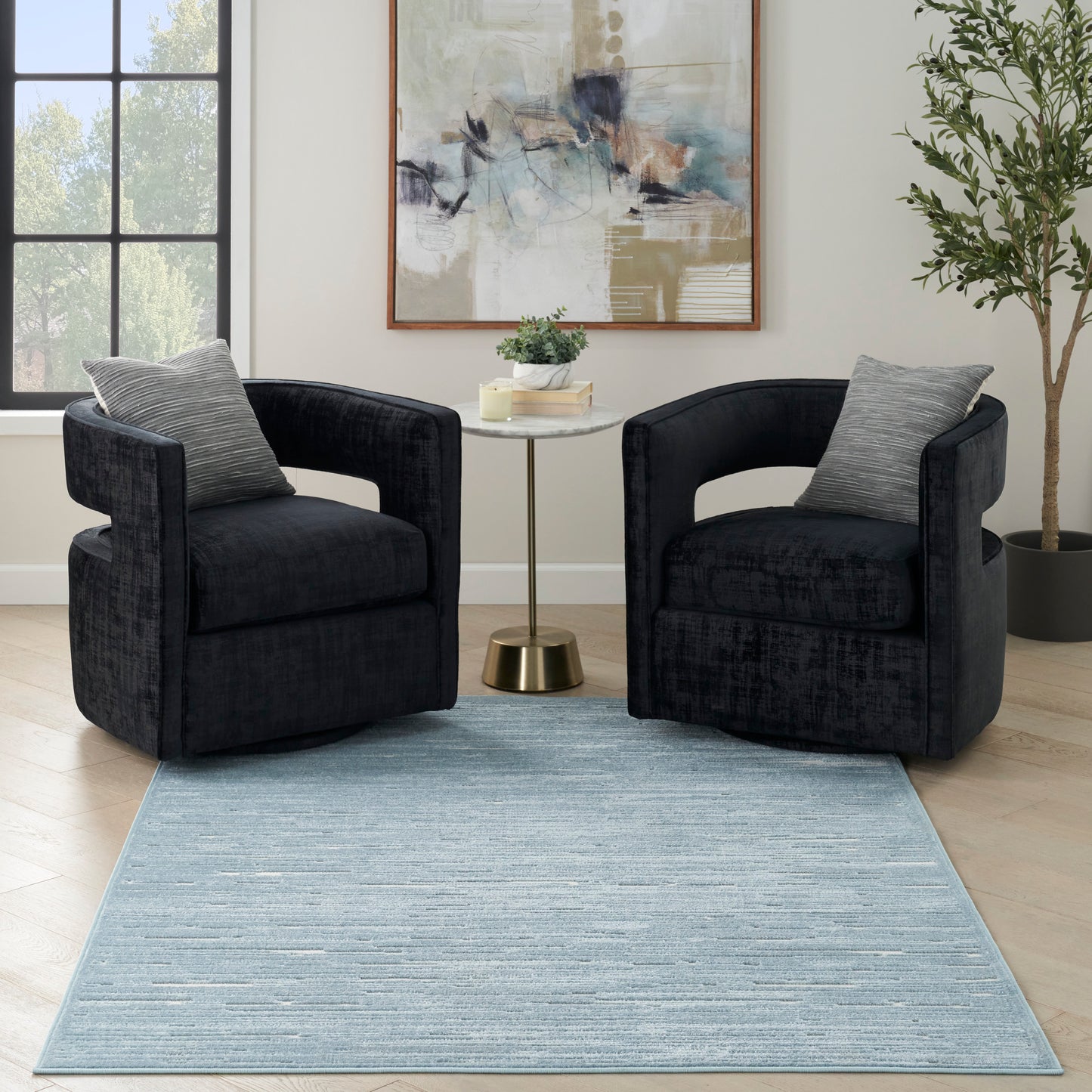 Nourison Care Free 6'7" x 9'2" Blue Modern Indoor Rug