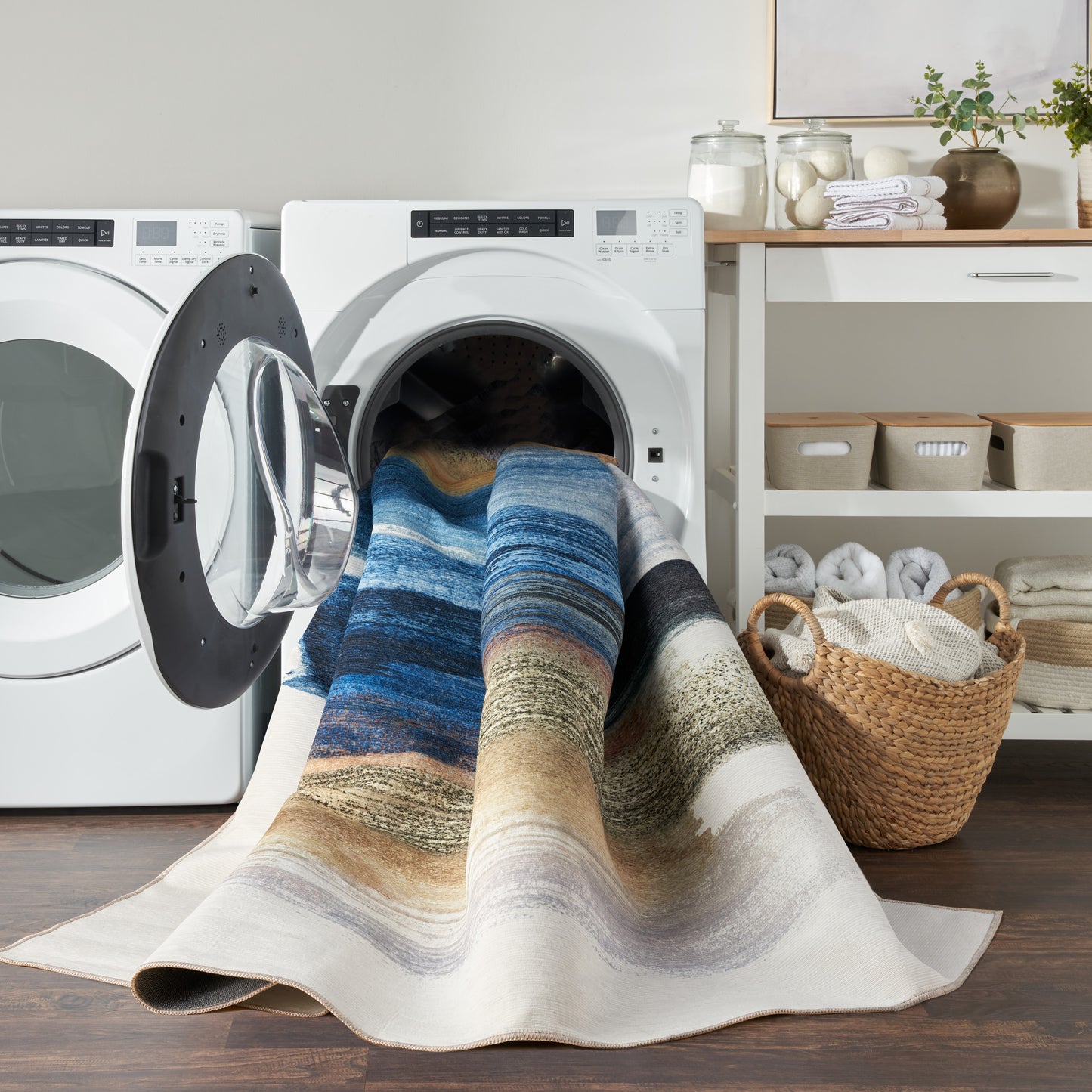Nourison Nourison Washables 4' x 6' Blue Multicolor Modern Indoor Rug
