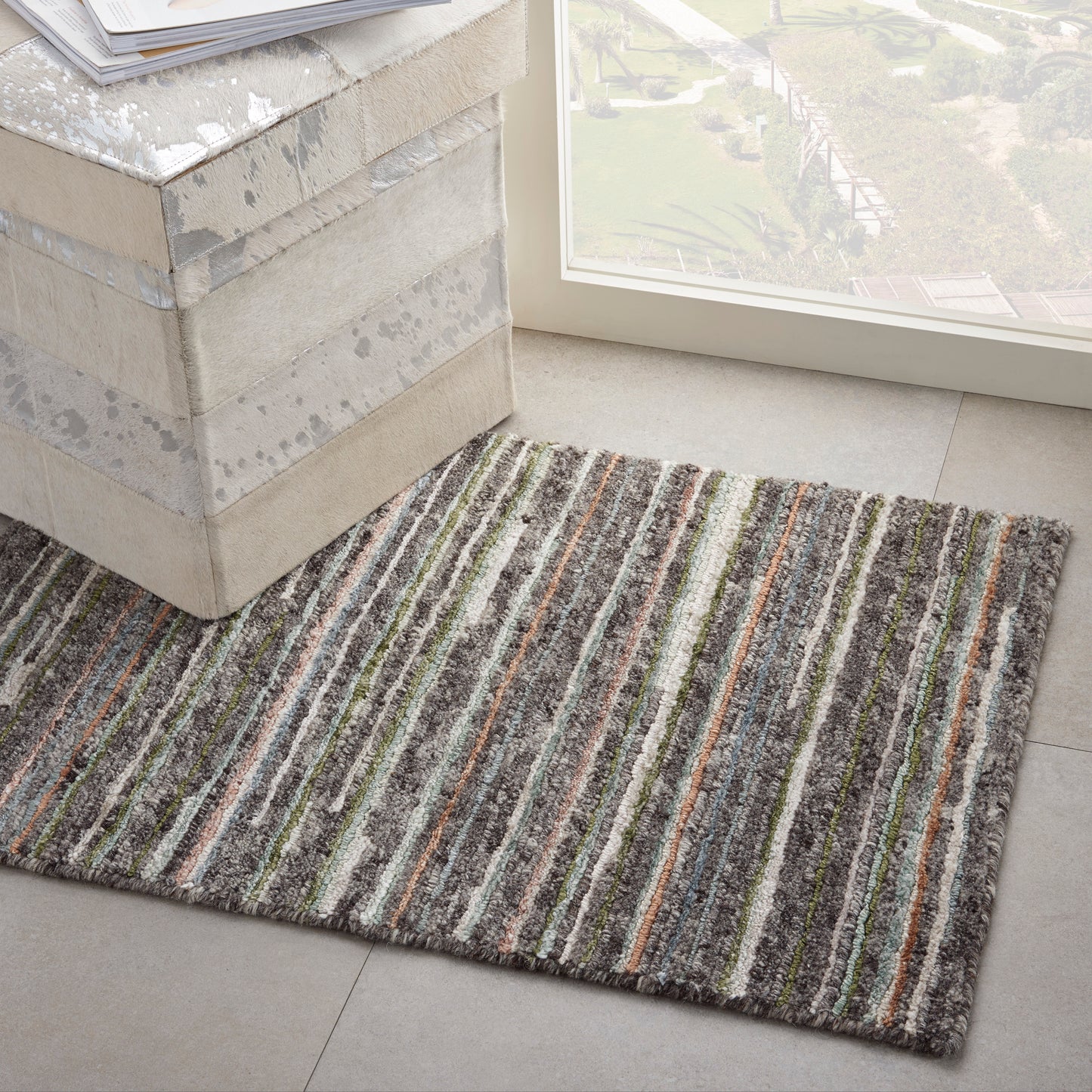 Nourison Plateau 2' x 3' Grey Green Modern Indoor Rug