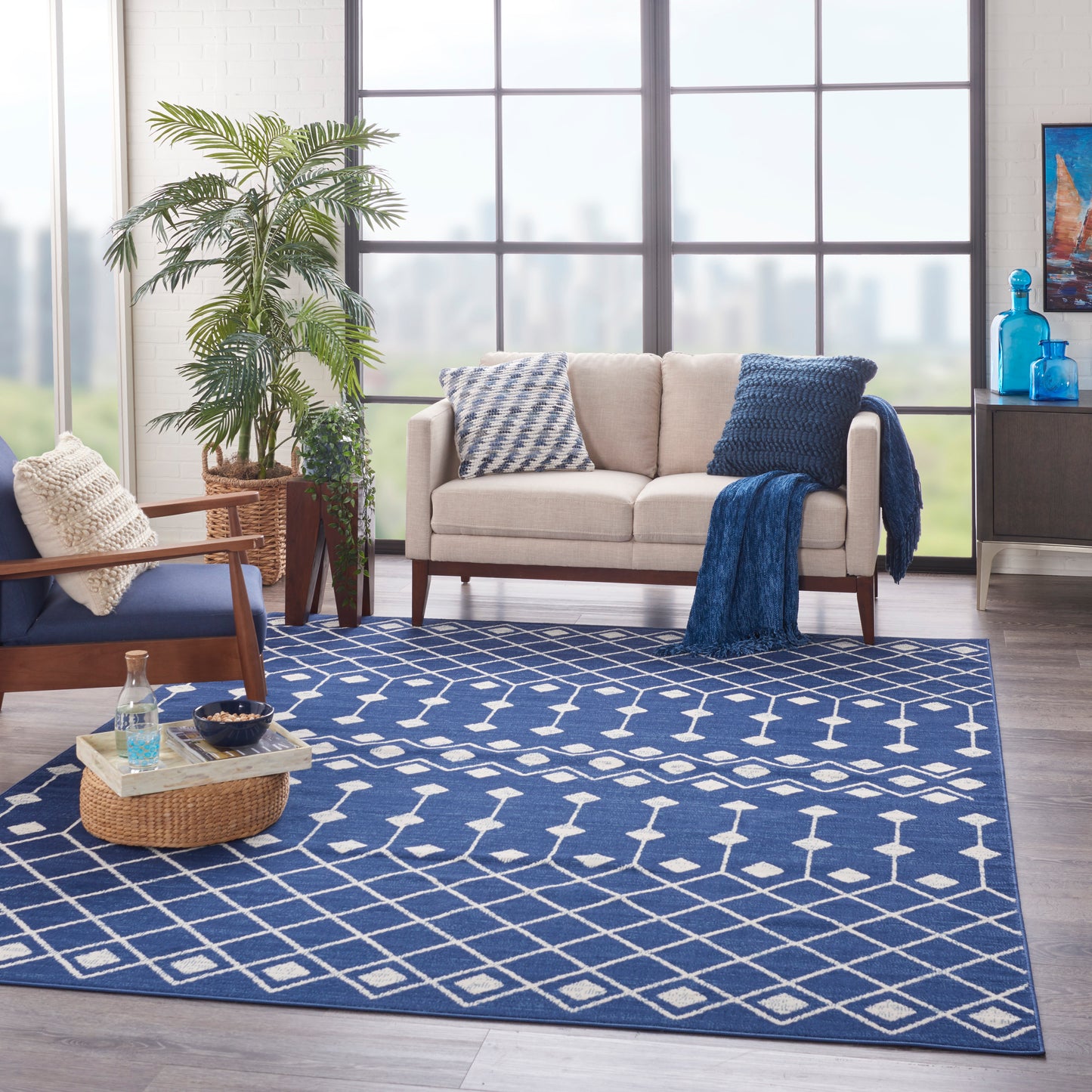 Nourison Grafix 7'10" x 9'10" Navy Bohemian Indoor Rug