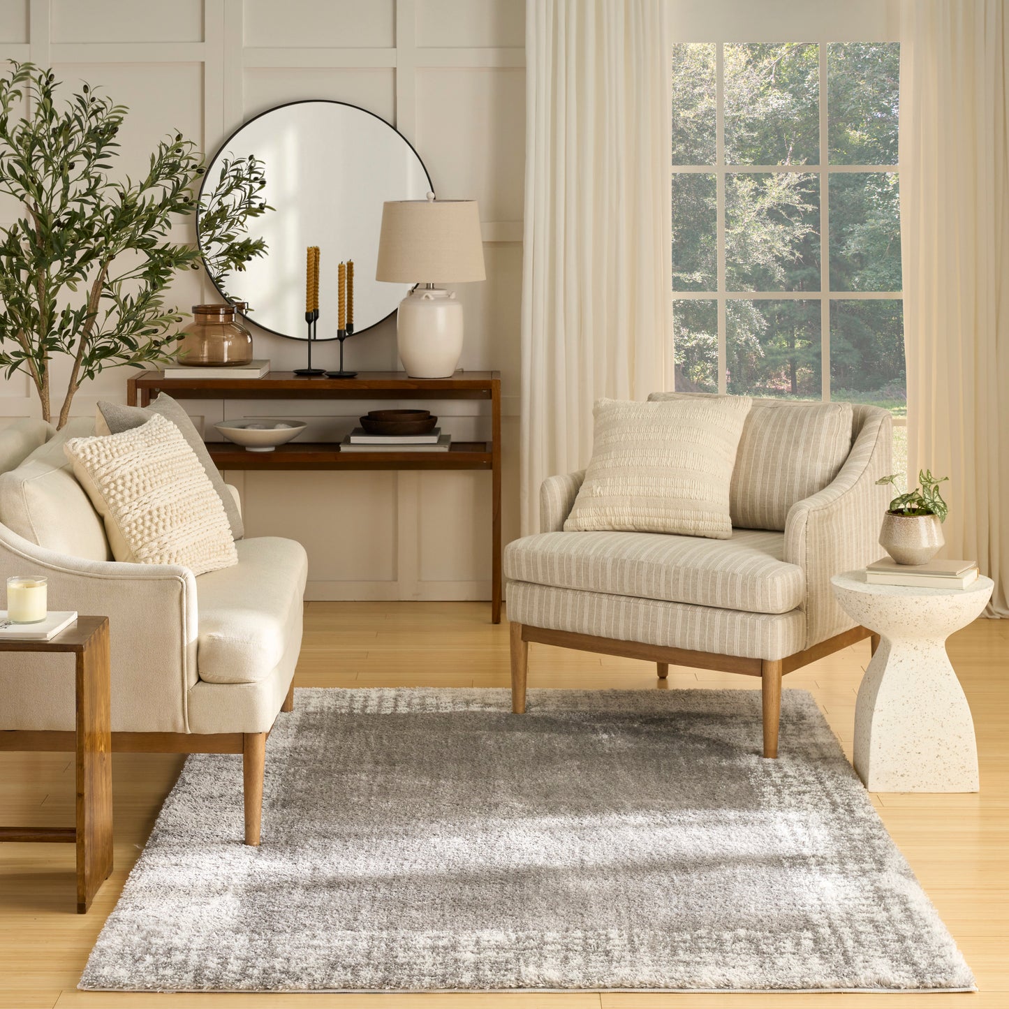 Nourison Pacific Shag 5'3" x 7'3" Grey Shag Indoor Rug