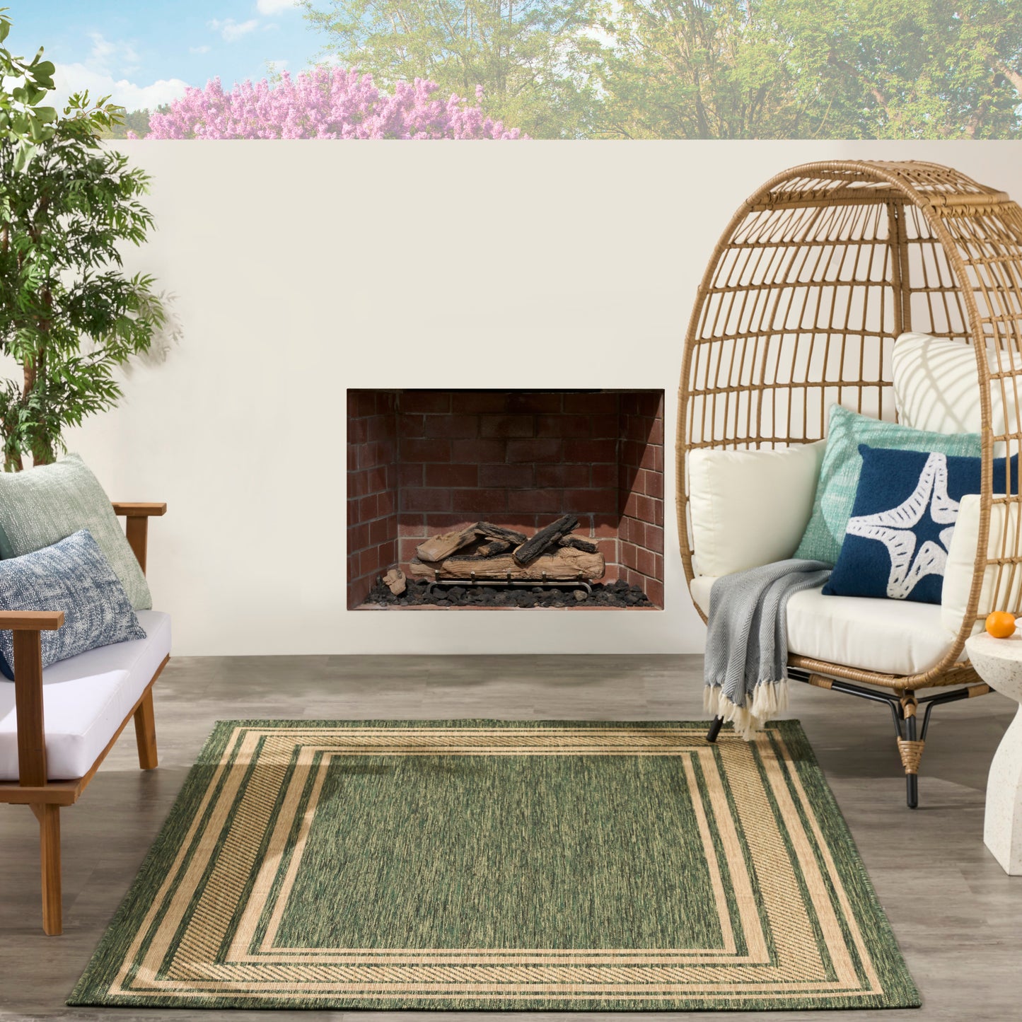 Nourison Horizon Indoor/Outdoor 6' x 9' Green Modern Rug