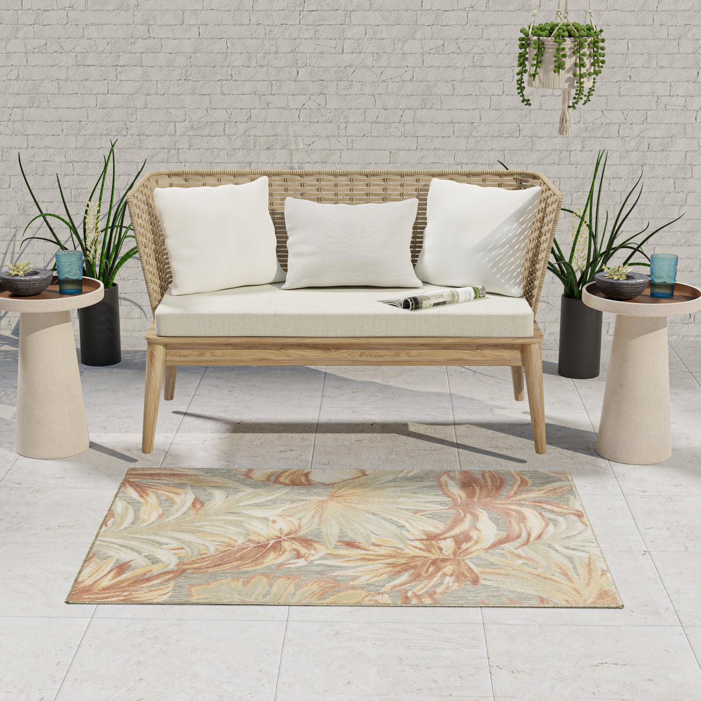 Nourison Aloha 2'8" x 4' Sage Rose Modern Rug