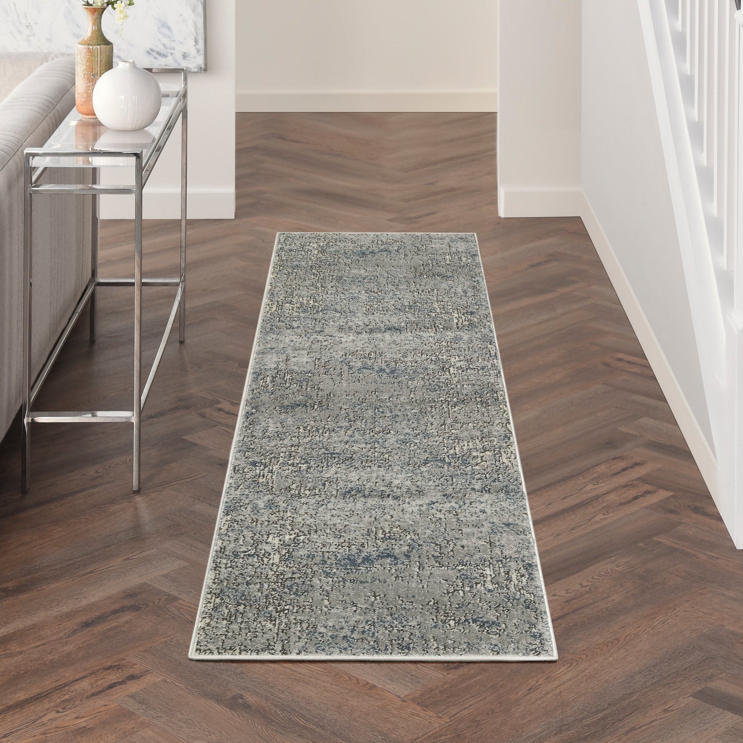 Nourison Quarry 2'2" x 10' Dark Grey Modern Indoor Rug