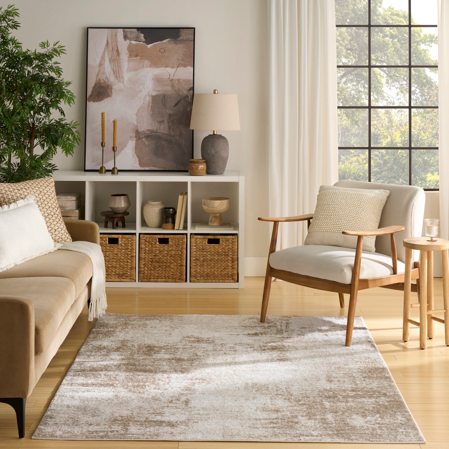 Nourison Dekor 4' x 6' Ivory Taupe Modern Indoor Rug
