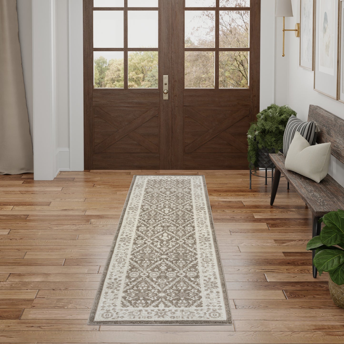 Nourison Eco Cycle 2'2" x 7'6 Ivory Mocha Vintage Indoor Rug