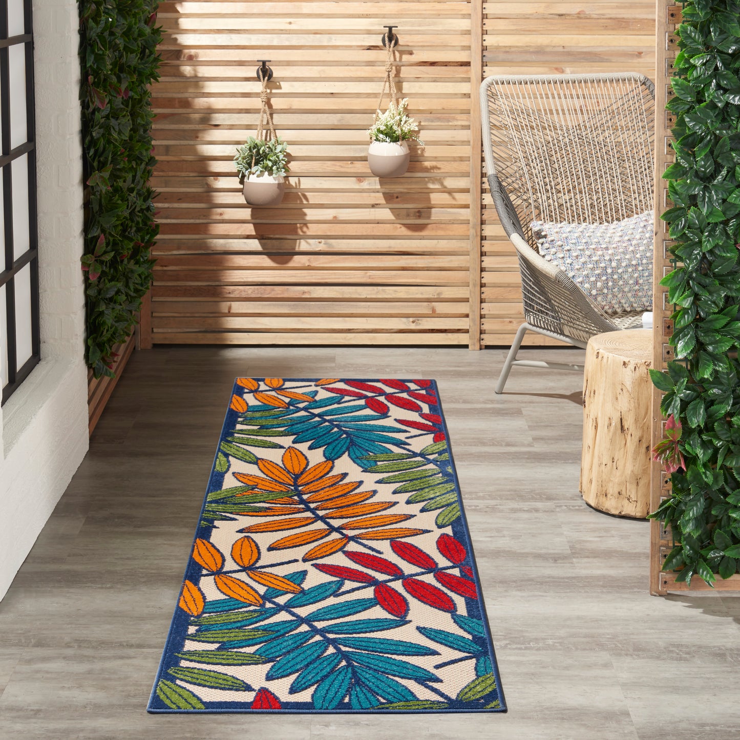 Nourison Aloha 2'3" x 8' Multicolor Tropical Rug