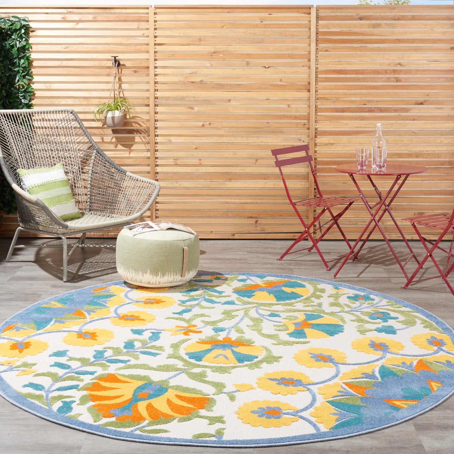 Nourison Aloha 7'10" x Round Multicolor Transitional Rug