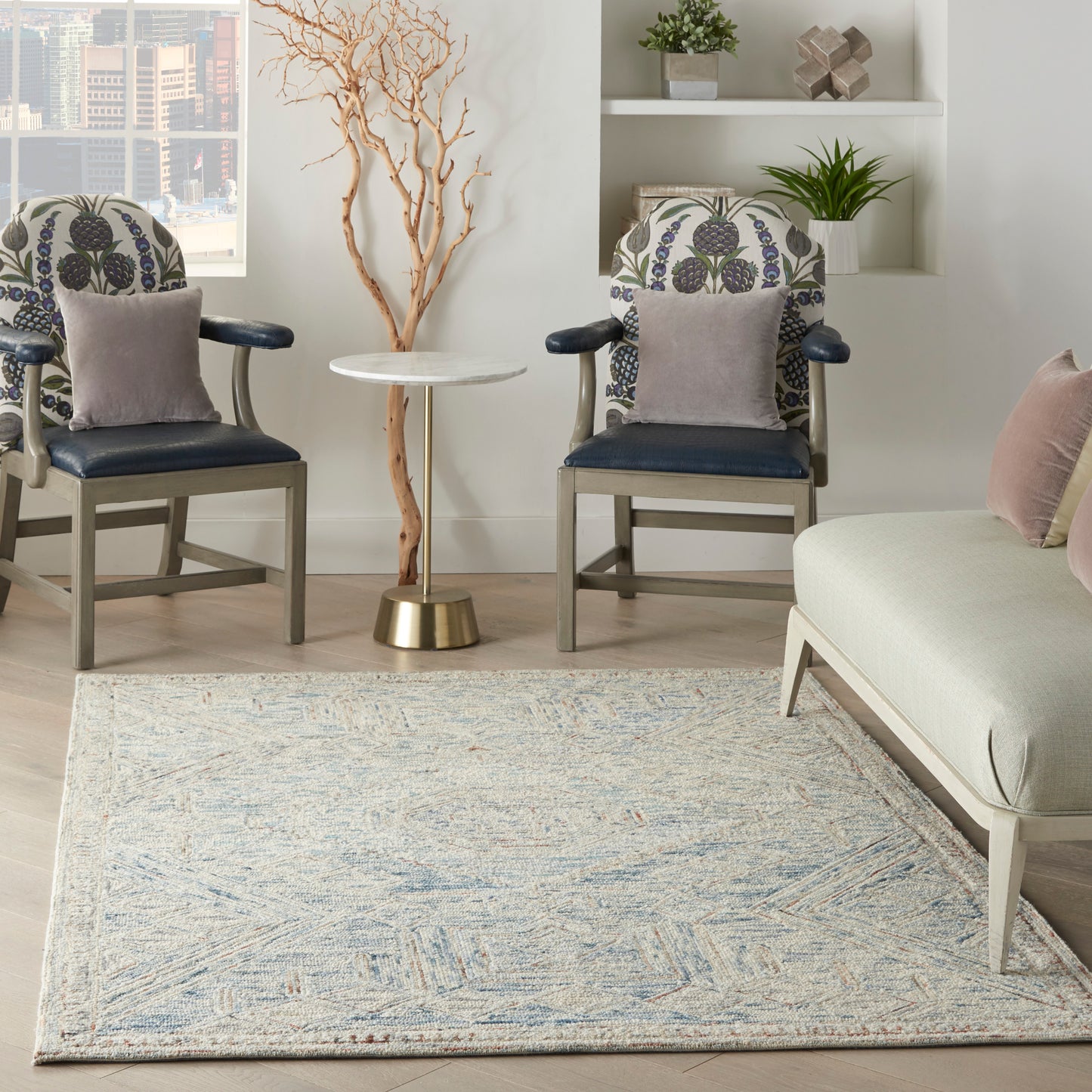 Nourison Interlock 5' x 7'6" Blue Multicolor Bohemian Indoor Rug