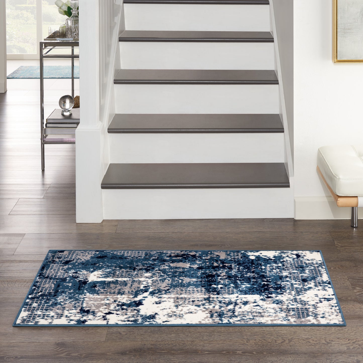 Nourison Grafix 3' x 5' Navy Blue Modern Indoor Rug