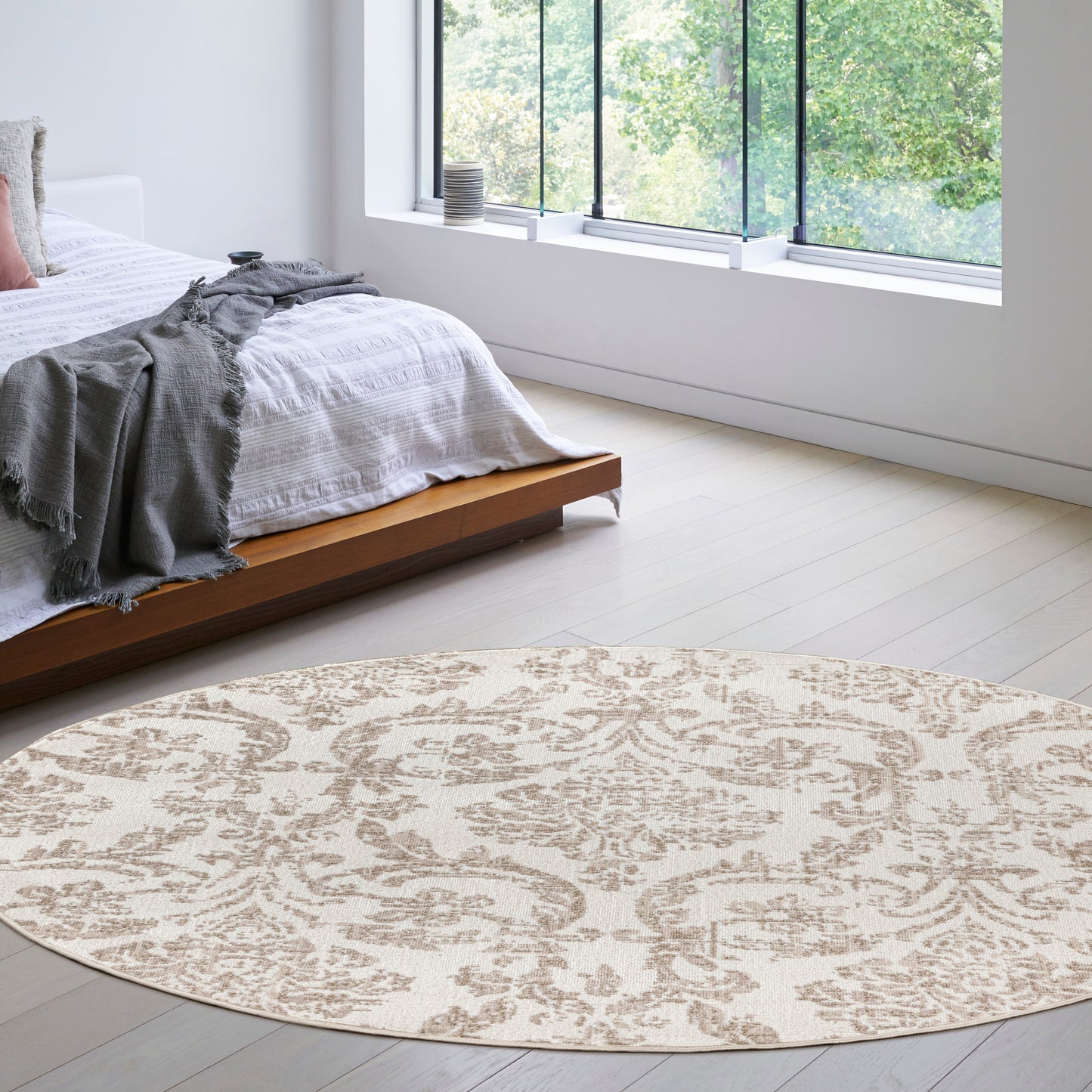 Nourison Jubilant 8' x Round Ivory Beige Vintage Indoor Rug