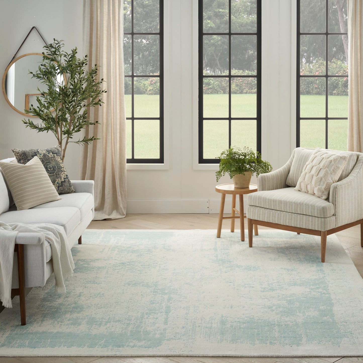 Nourison Harmony 9'9" x 13'9" Ivory Aqua Modern Indoor Rug