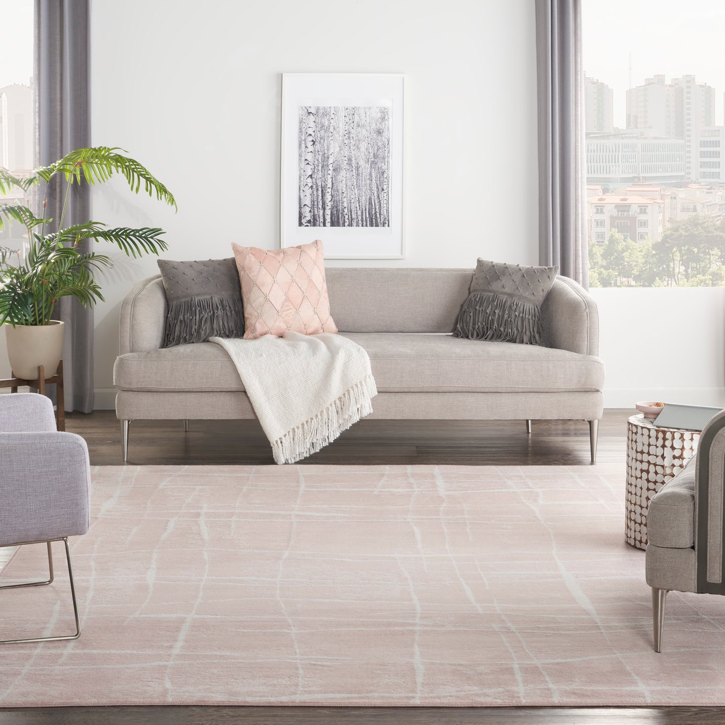 Nourison Whimsicle 8'4" x 11'6" Pink Ivory Modern Indoor Rug