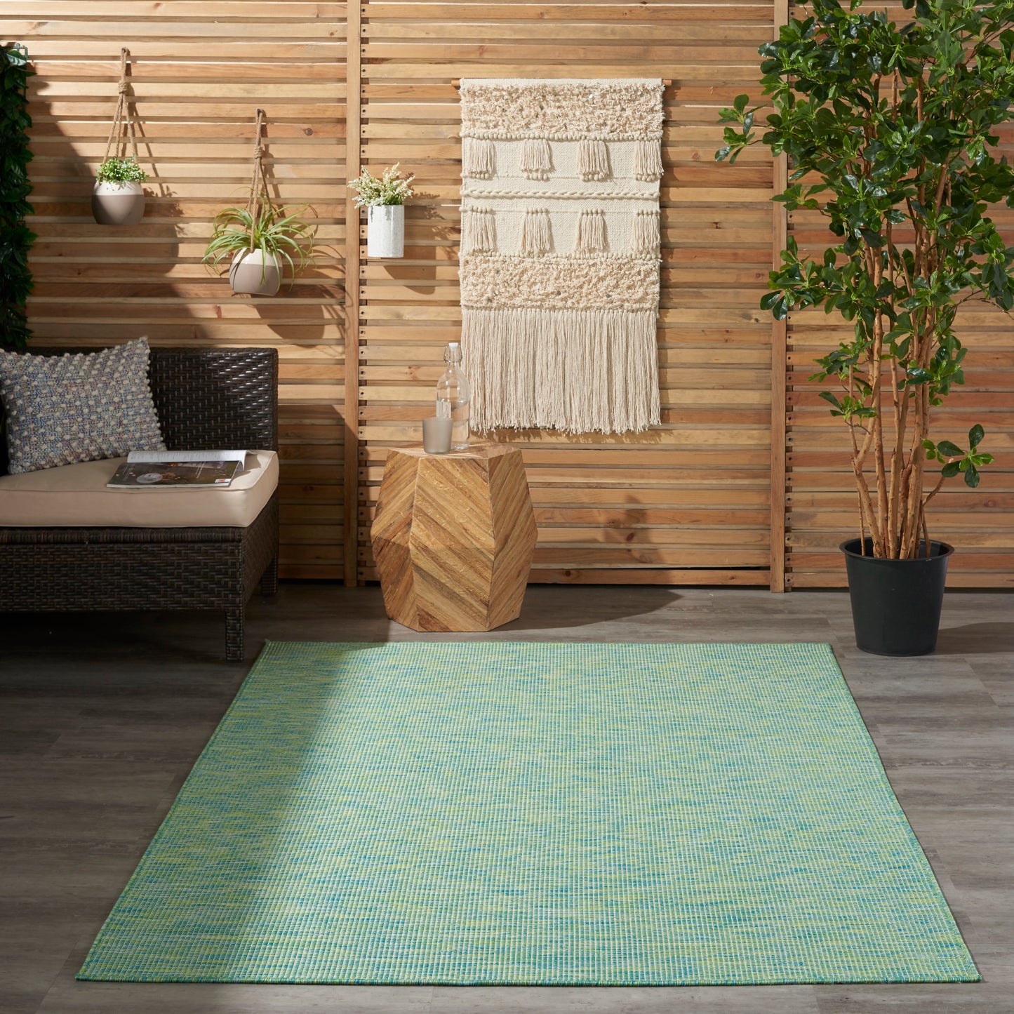 Nourison Positano 4' x 6' Blue Green Modern Rug