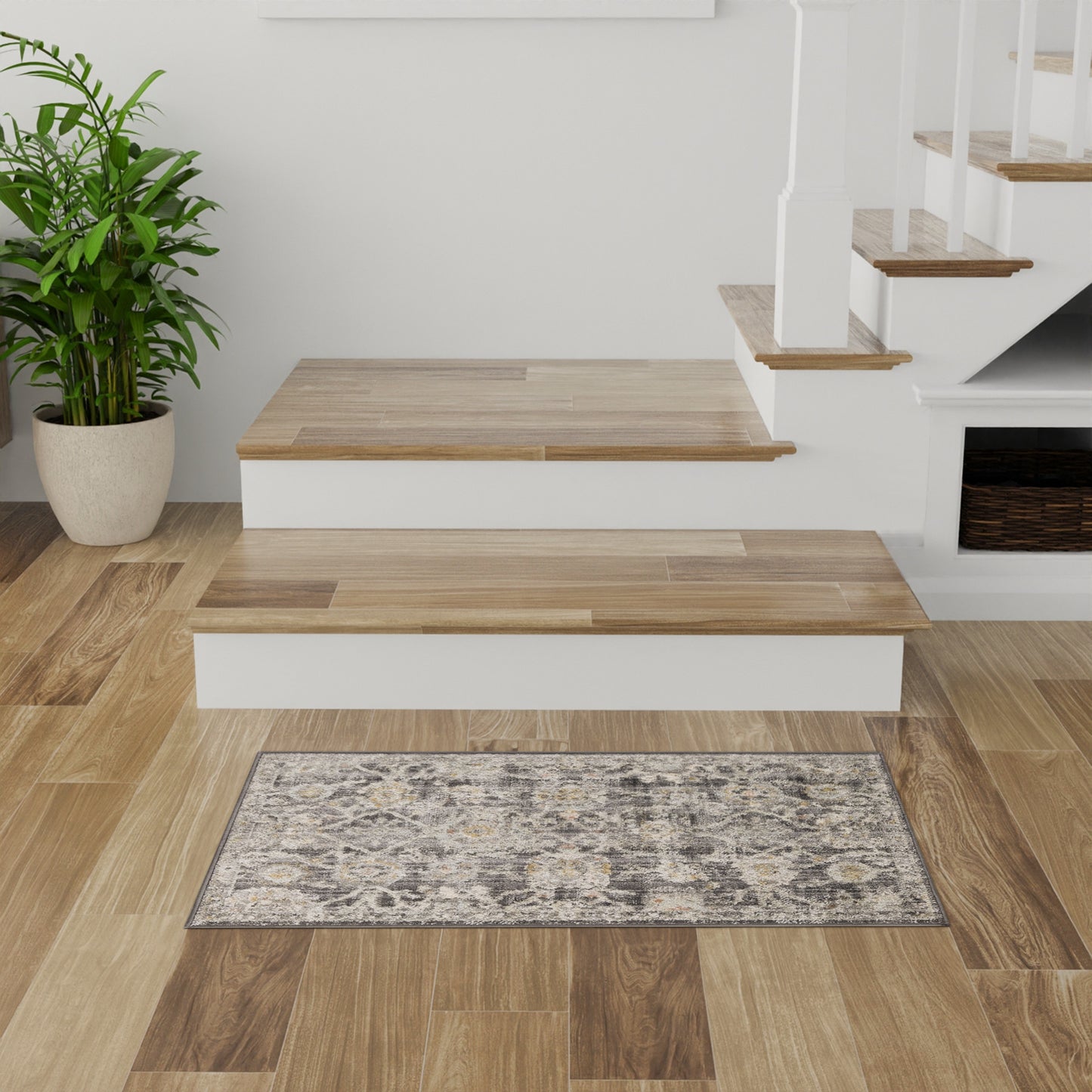 Nourison Oushak Home 2' x 4' Charcoal Vintage Indoor Rug