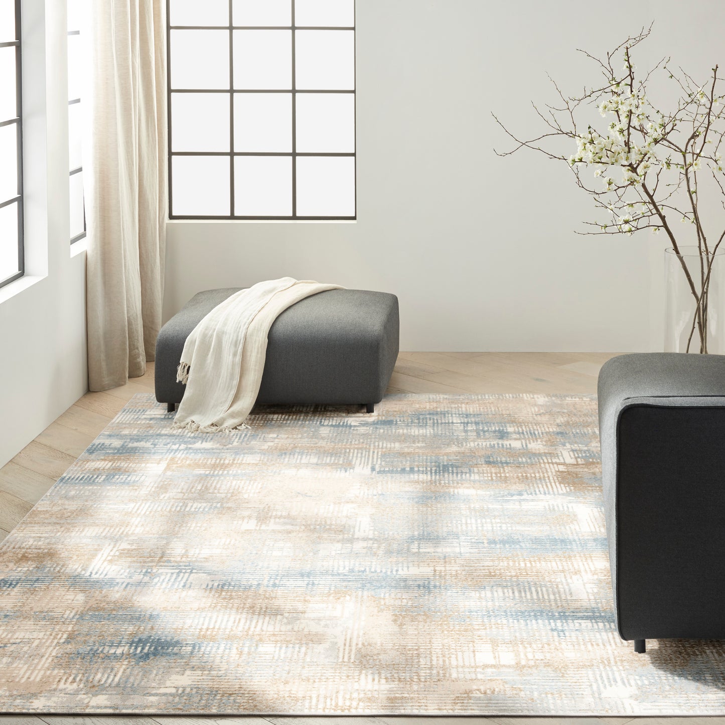 Calvin Klein CK950 Rush 8' x 10' Blue Beige Modern Indoor Rug