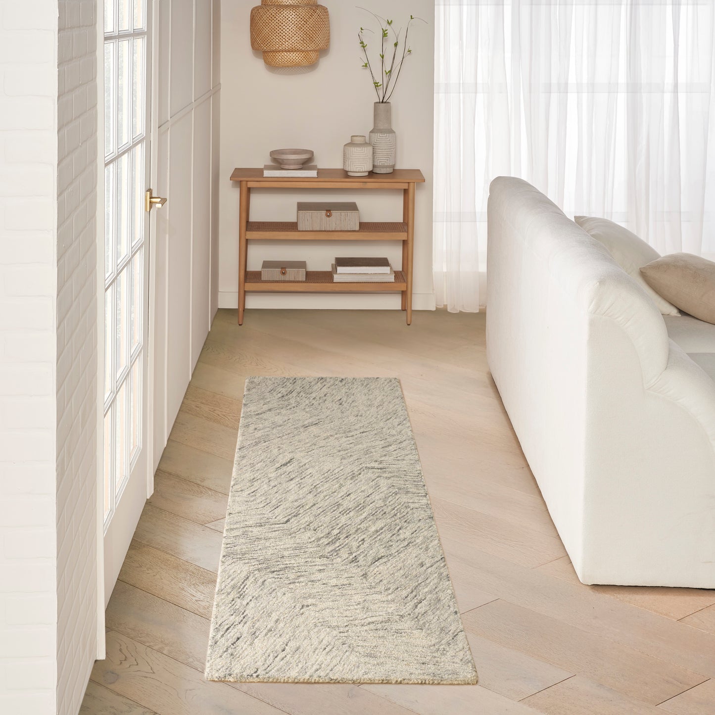 DKNY Pure Angles 2'3" x 7'6" Grey Modern Indoor Rug
