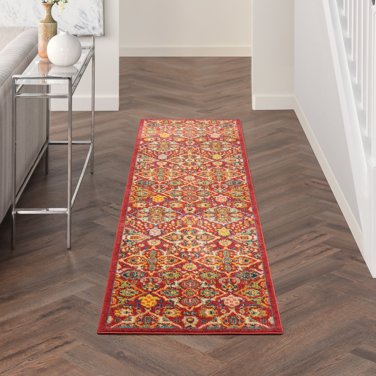 Nourison Allur 2'3" x 7'6" Red Multicolor Bohemian Indoor Rug