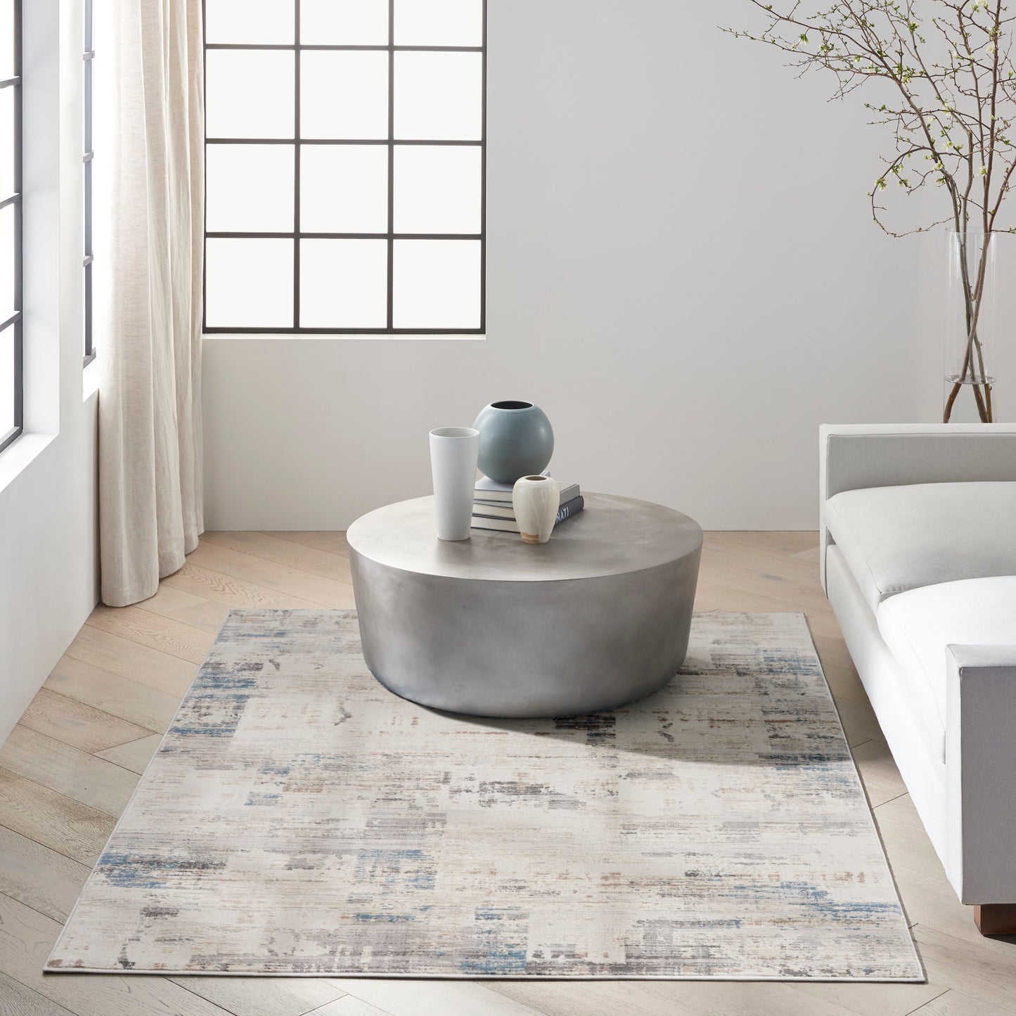 Calvin Klein CK022 Infinity 6' x 9' Ivory Grey Blue Modern Indoor Rug