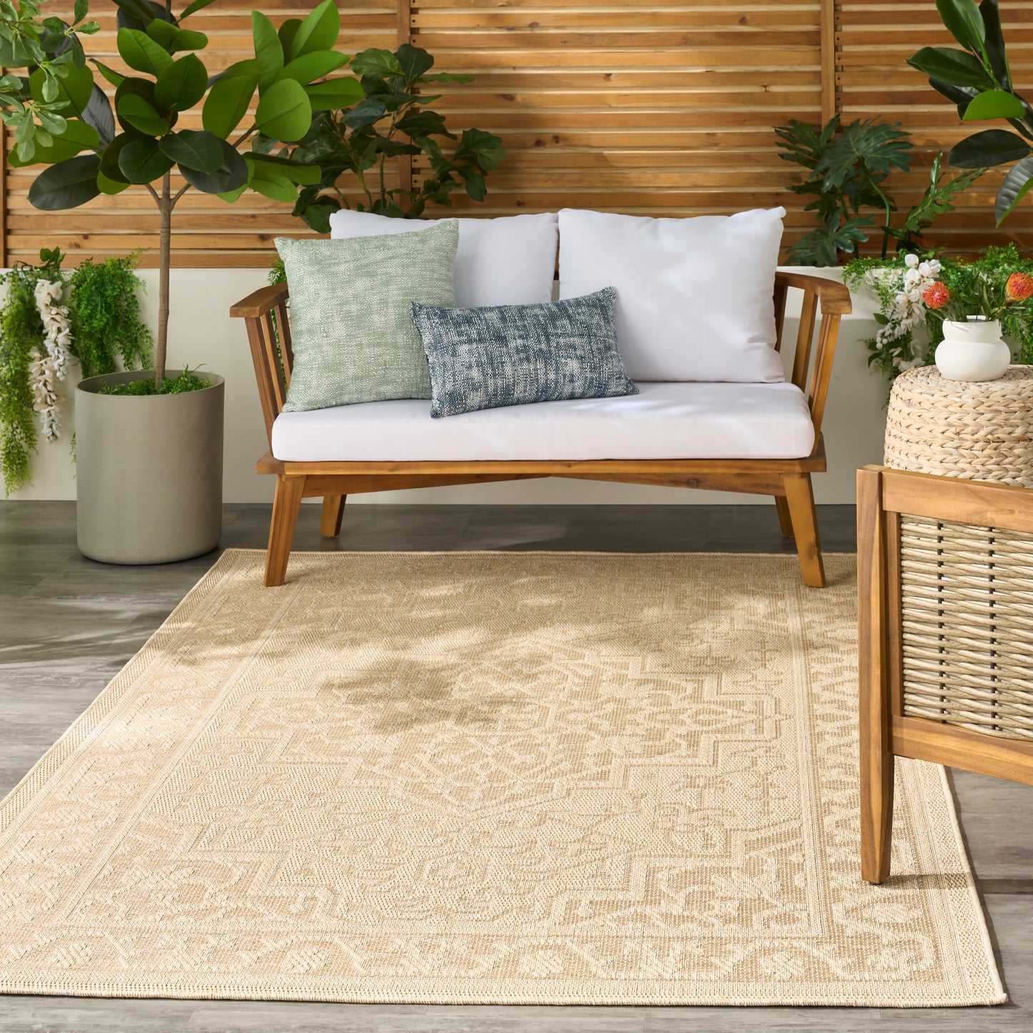 Nourison Tulum 4' x 6' Cream Outdoor Rug