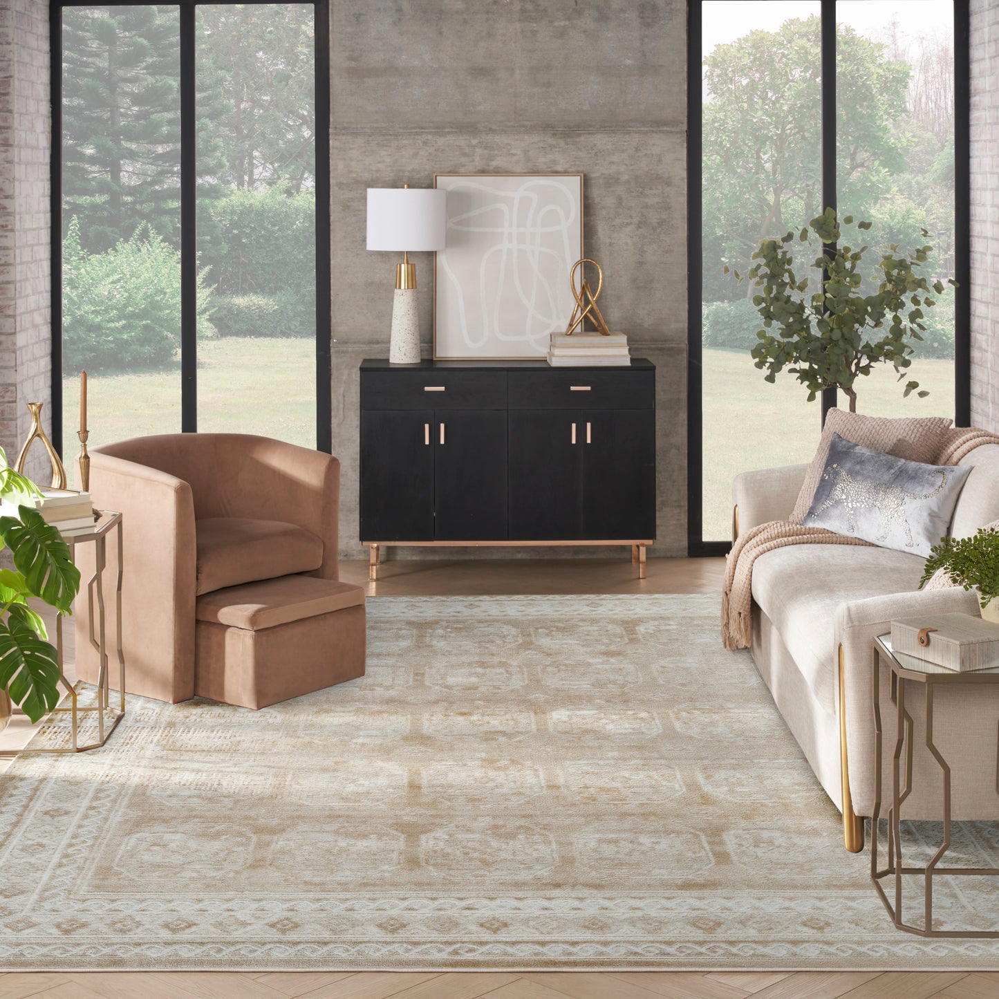 Nourison Dekor 7'10" x 9'10" Cream Beige Vintage Indoor Rug