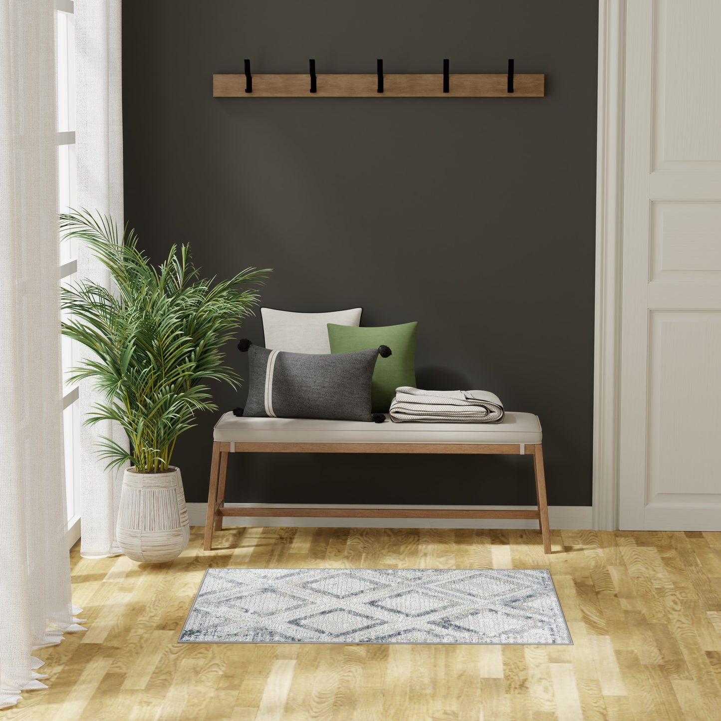 Nourison Dekor 2' x 4' Grey Navy Modern Indoor Rug