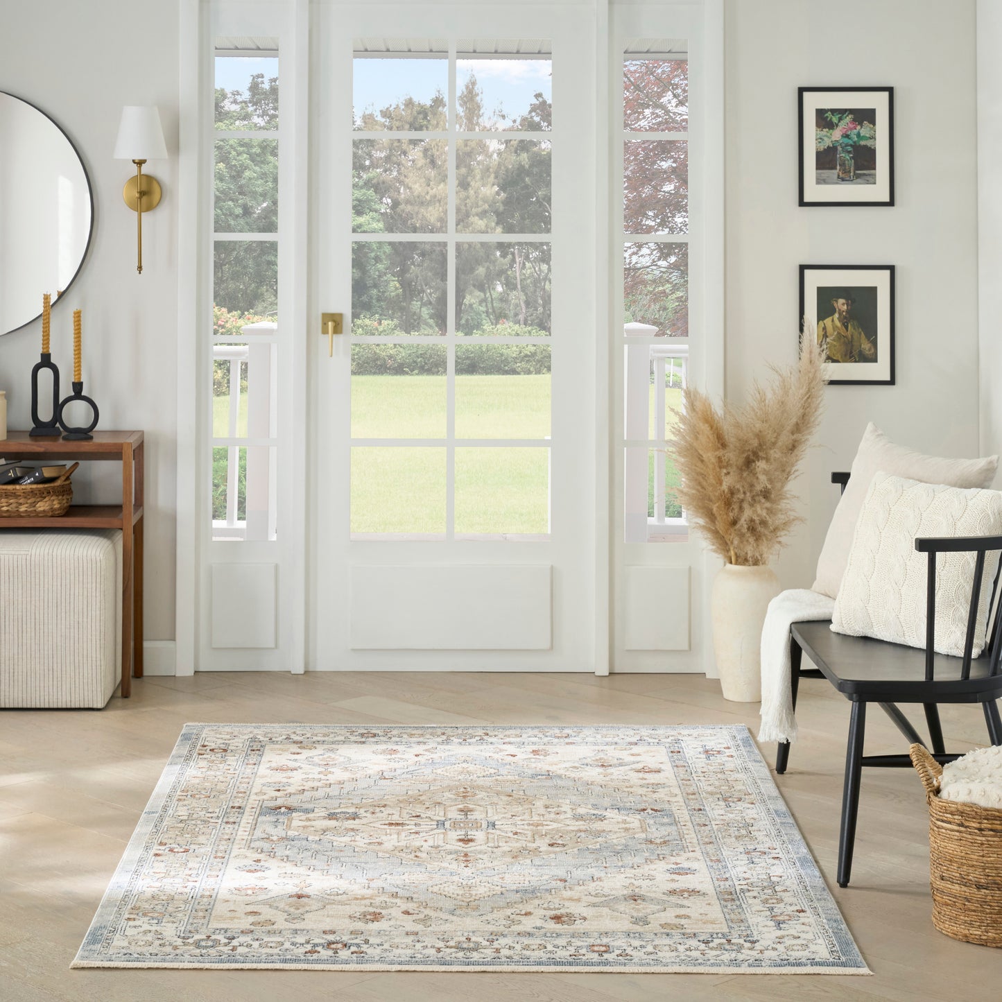Nourison Pardis 4' x 6' Blue Taupe Vintage Indoor Rug