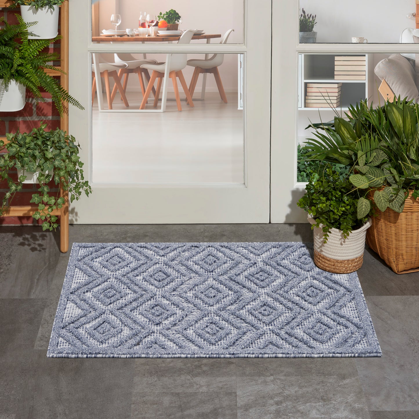 Nourison Versatile 2' x 4' Denim Blue Modern Rug