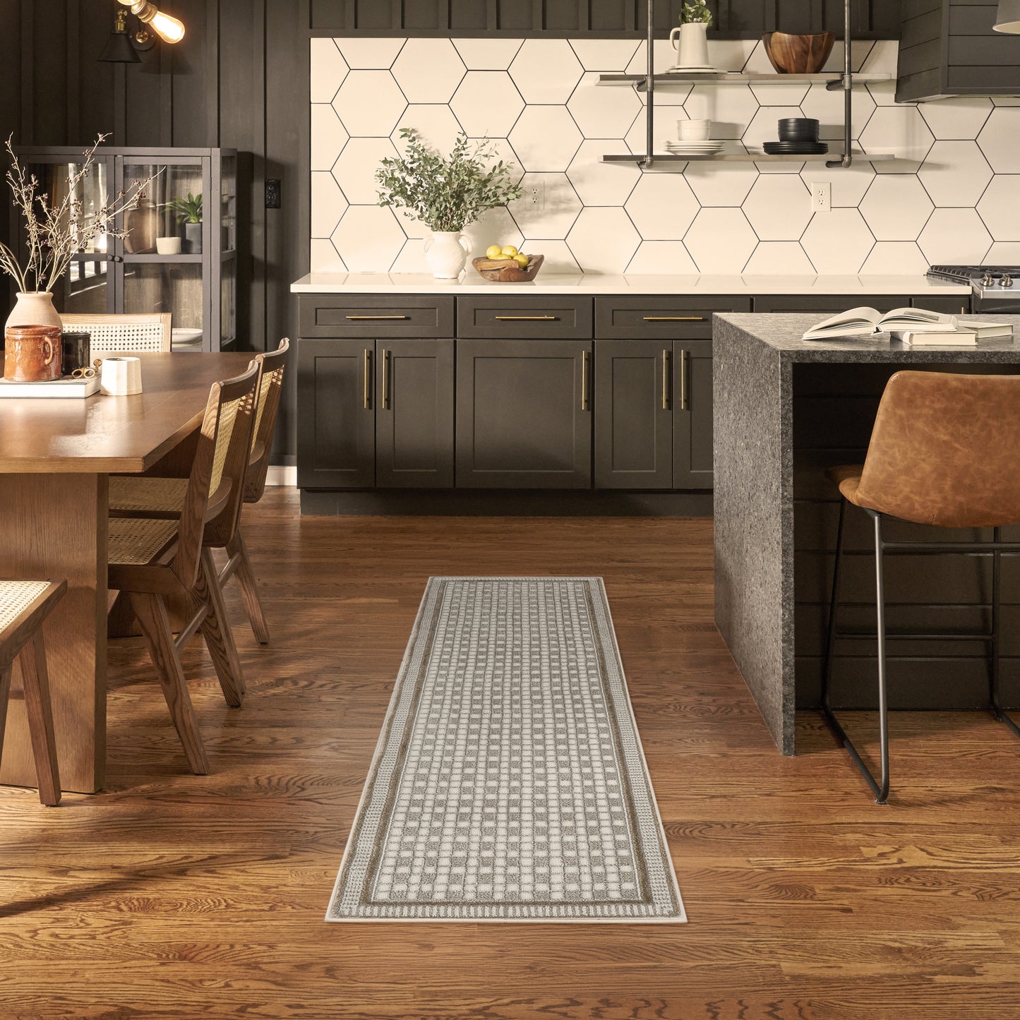 Nourison Nordic 2' x 6' Ivory Grey Modern Indoor Rug