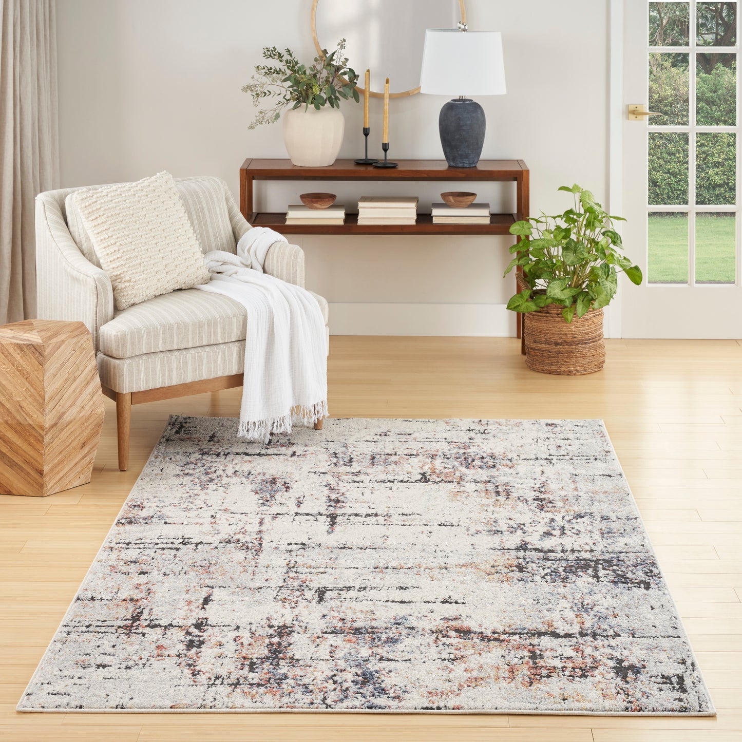 Nourison Motion 5'3" x 7' Ivory Multicolor Modern Indoor Rug