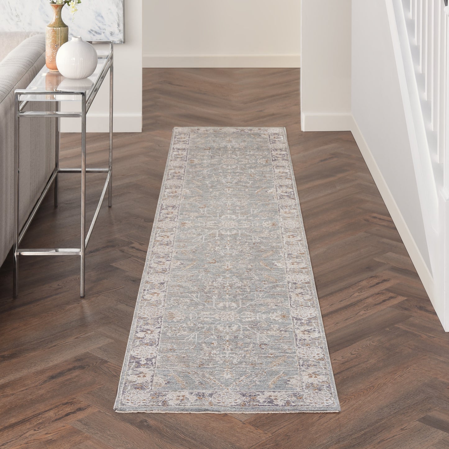 Nourison Infinite 2'3" x 10'2" Blue Ivory Vintage Indoor Rug