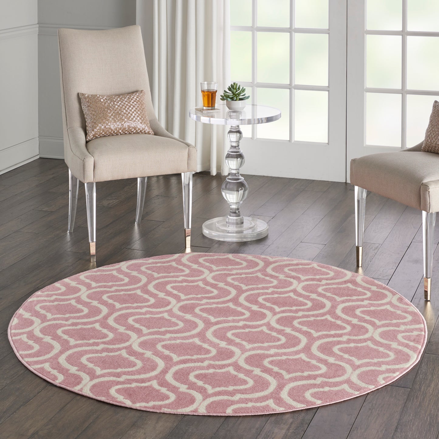 Nourison Jubilant 5'3" x Round Pink Contemporary Indoor Rug