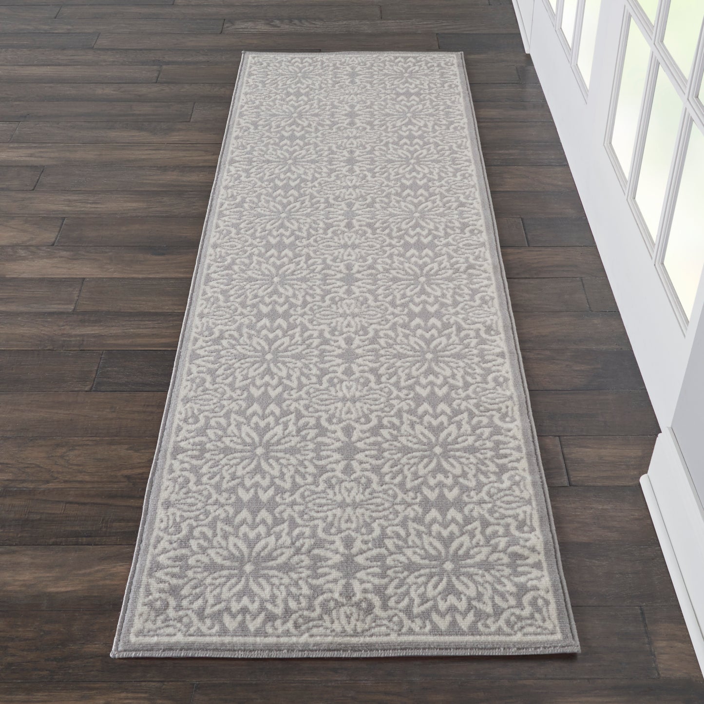 Nourison Jubilant 2' x 6' Ivory Grey Farmhouse Indoor Rug