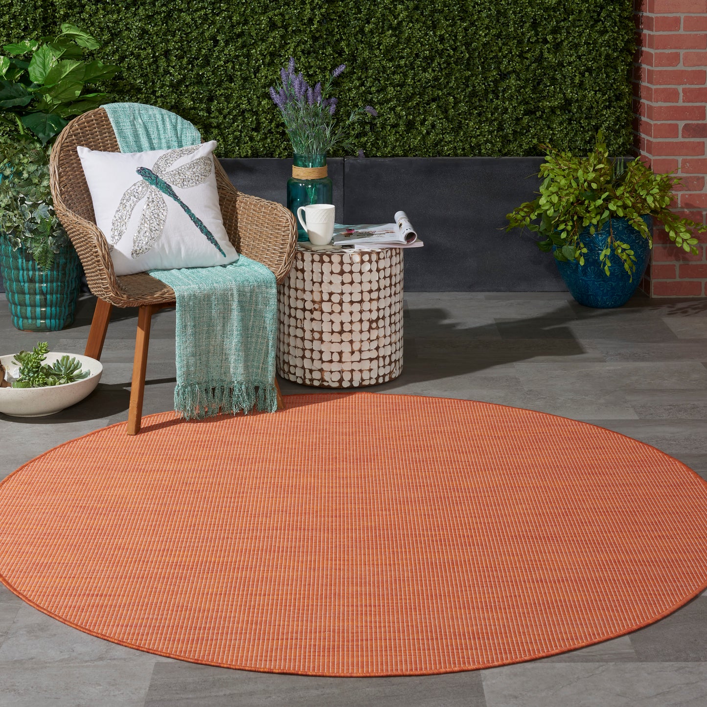Nourison Positano 6' x Round Terracotta Modern Rug