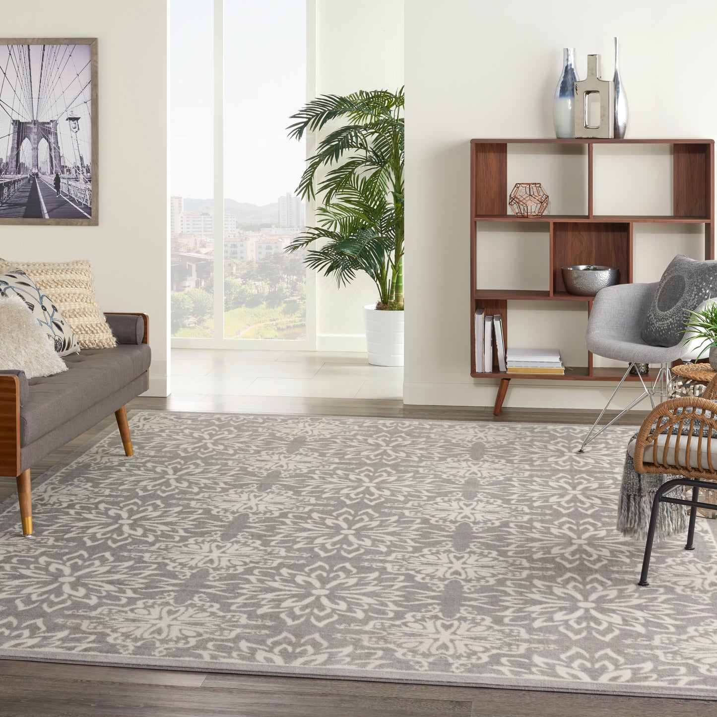 Nourison Jubilant 8'6" x 12' Ivory/Grey Farmhouse Indoor Rug
