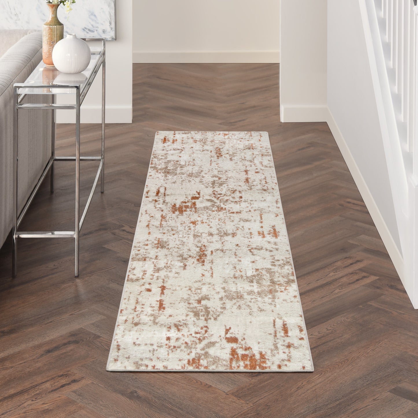 Nourison Quarry 2'2" x 7'6" Ivory Rust Modern Indoor Rug